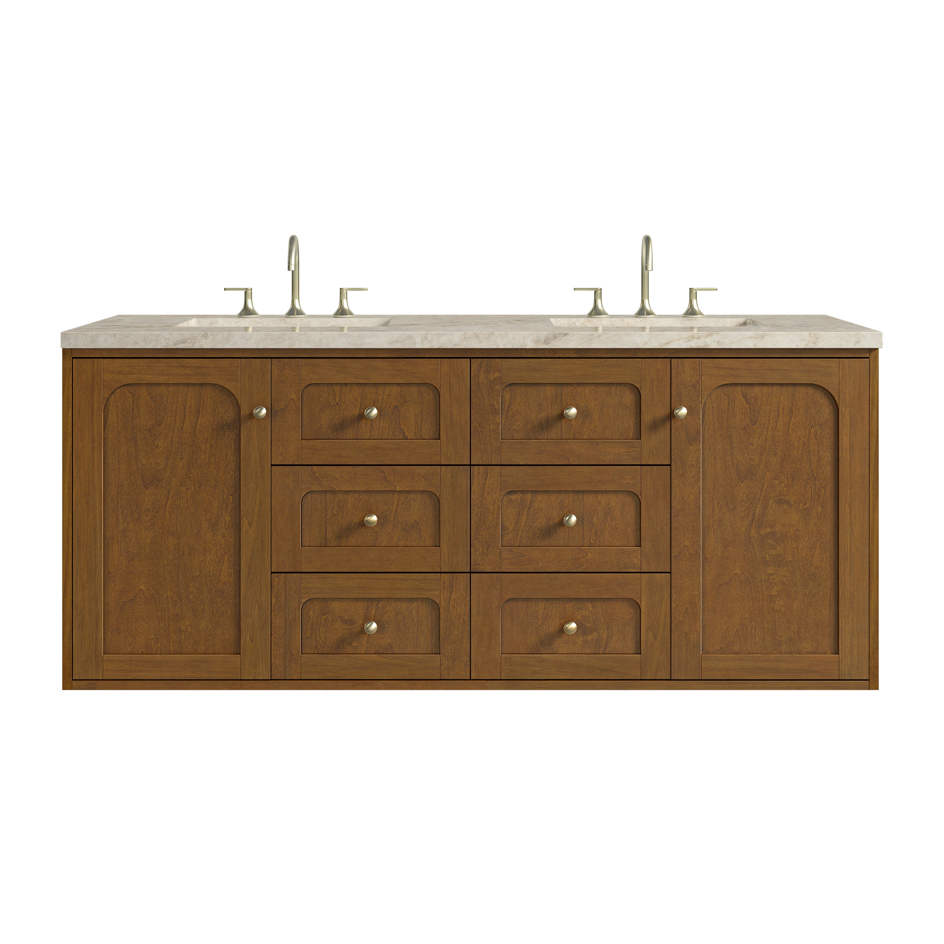 James Martin Laurent 60" Double Vanity in Honey Oak with 3cm Countertop