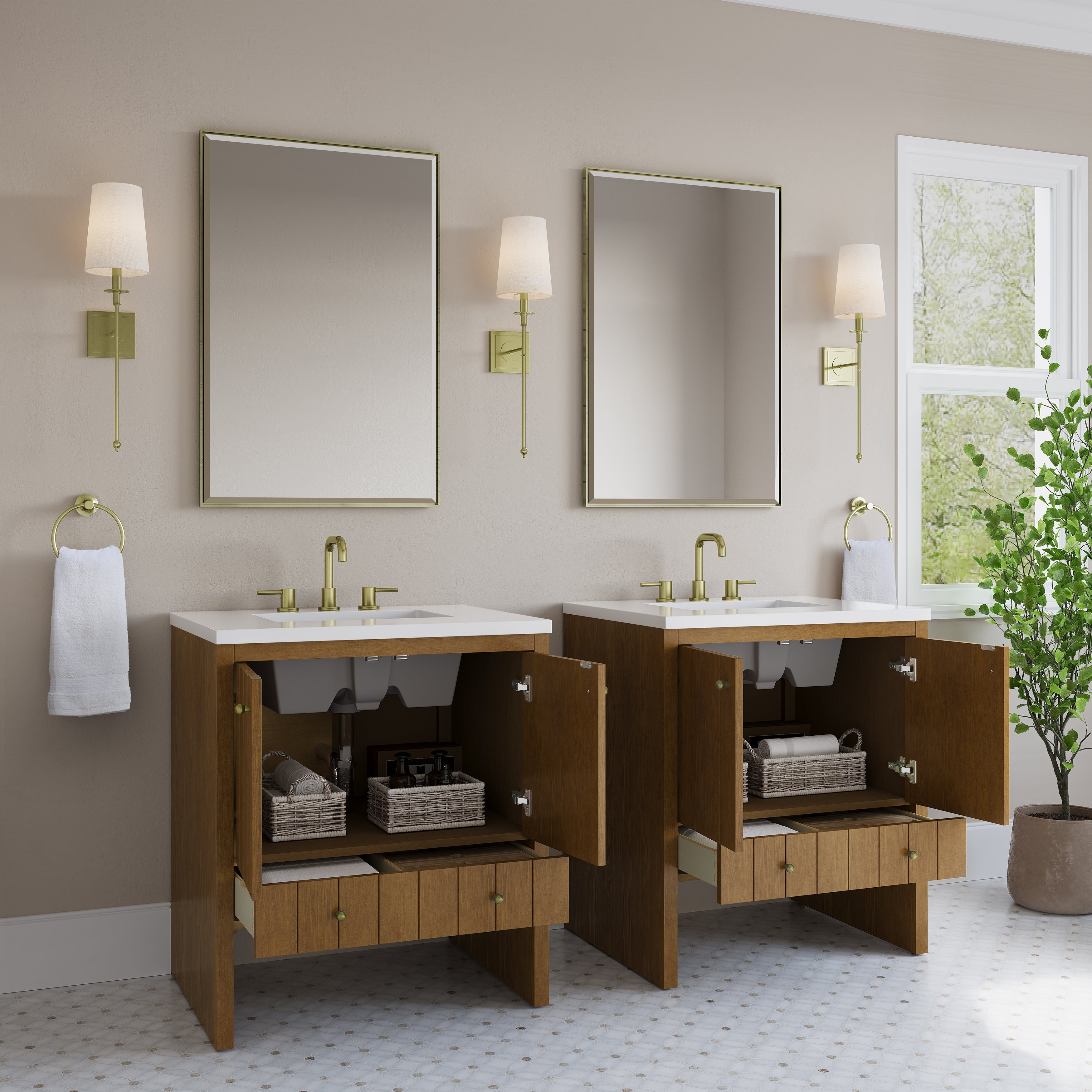 James Martin Hudson 30" Single Vanity in Honey Oak with 3cm Countertop