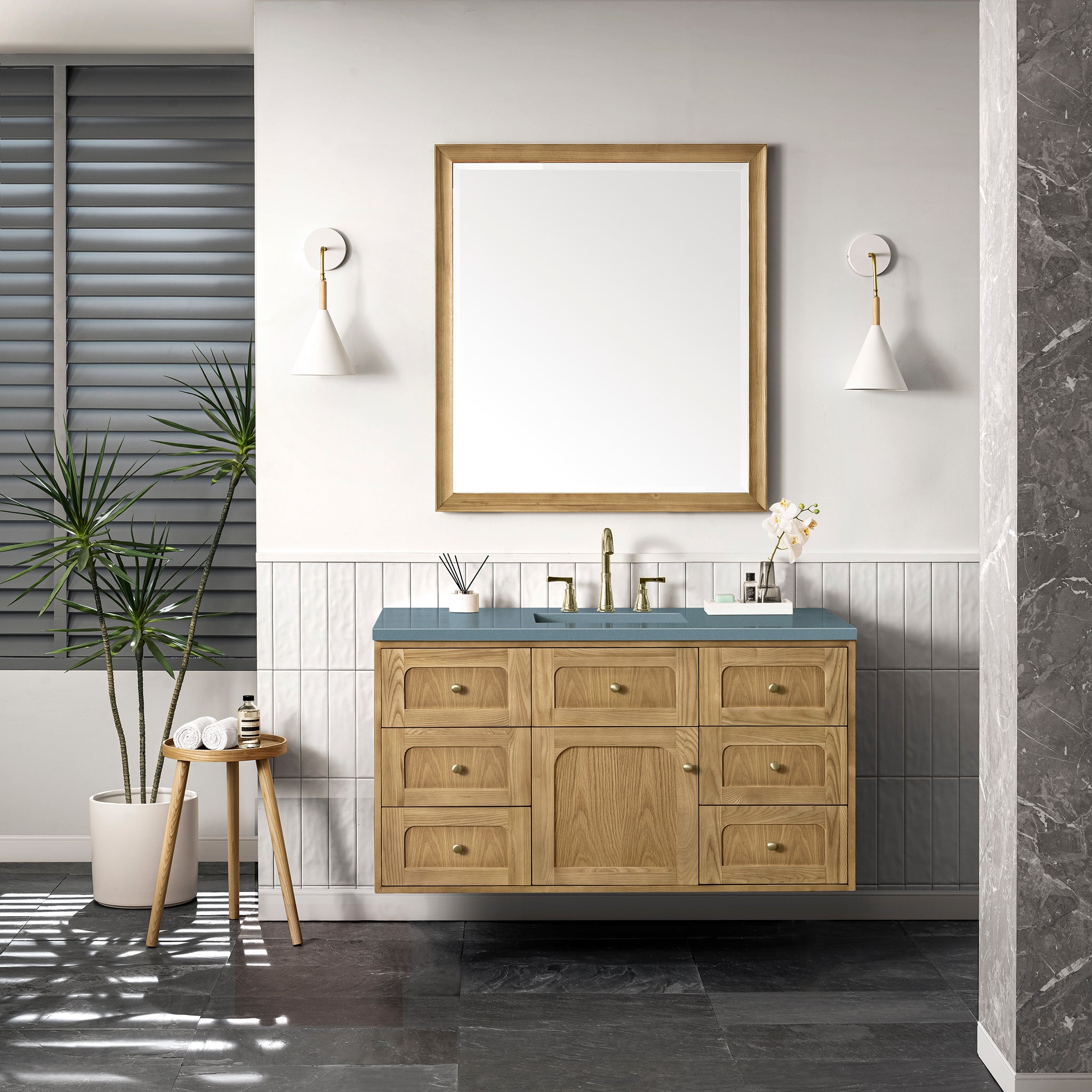 James Martin Laurent 48" Single Vanity in Light Natural Oak with 3cm Countertop