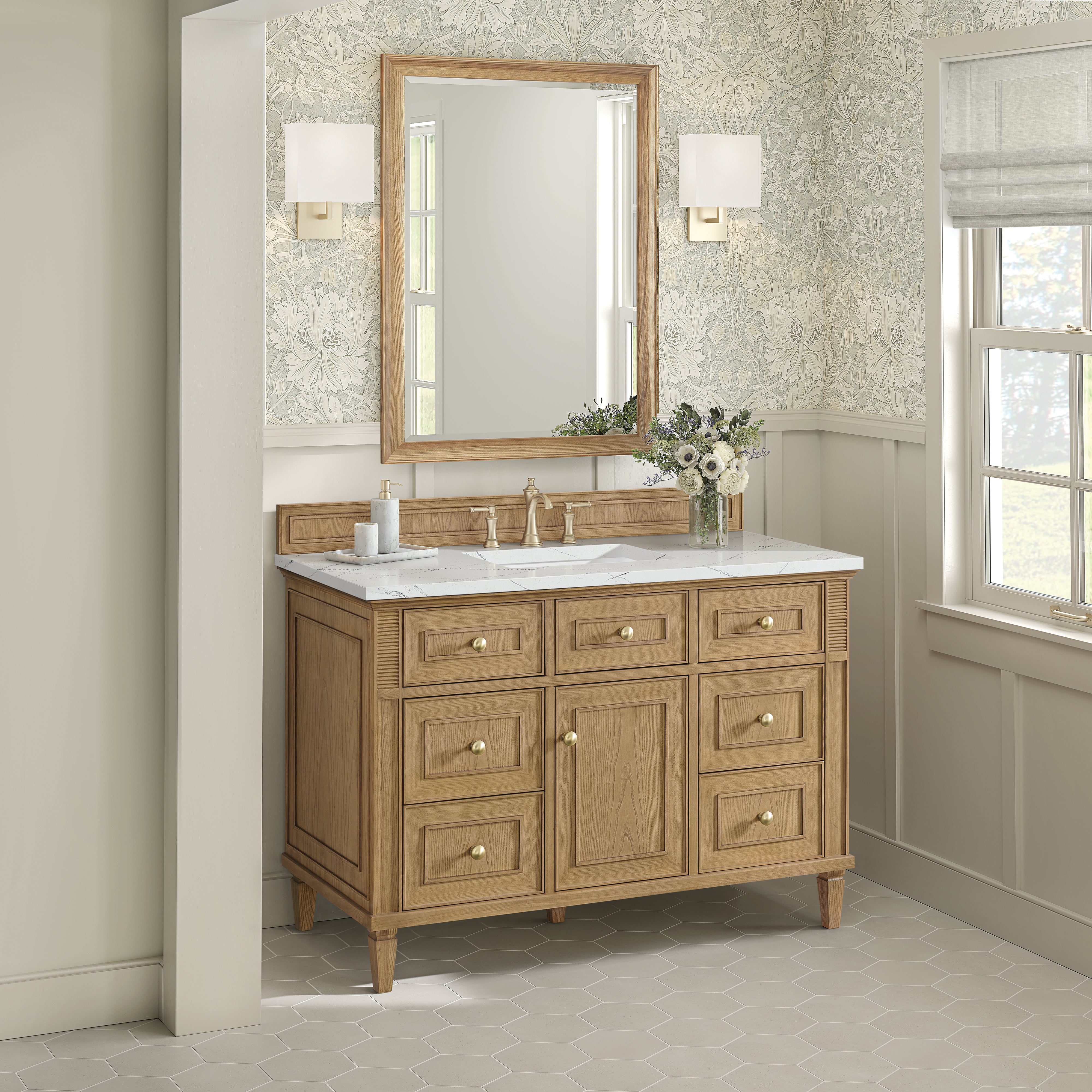 James Martin Lorelai 48" Single Vanity in Light Natural Oak with 3cm Countertop