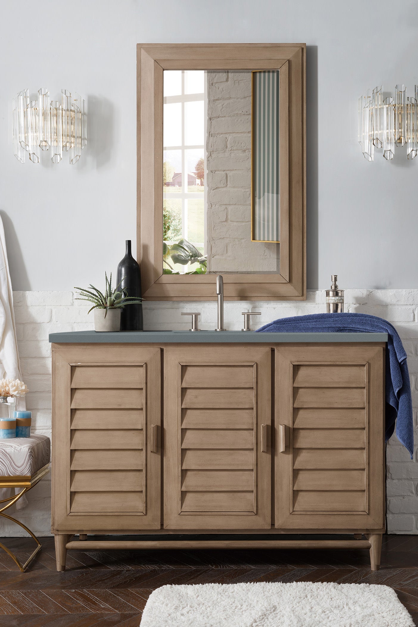 James Martin Portland 48" Single Vanity in Whitewashed Walnut with 3cm Countertop