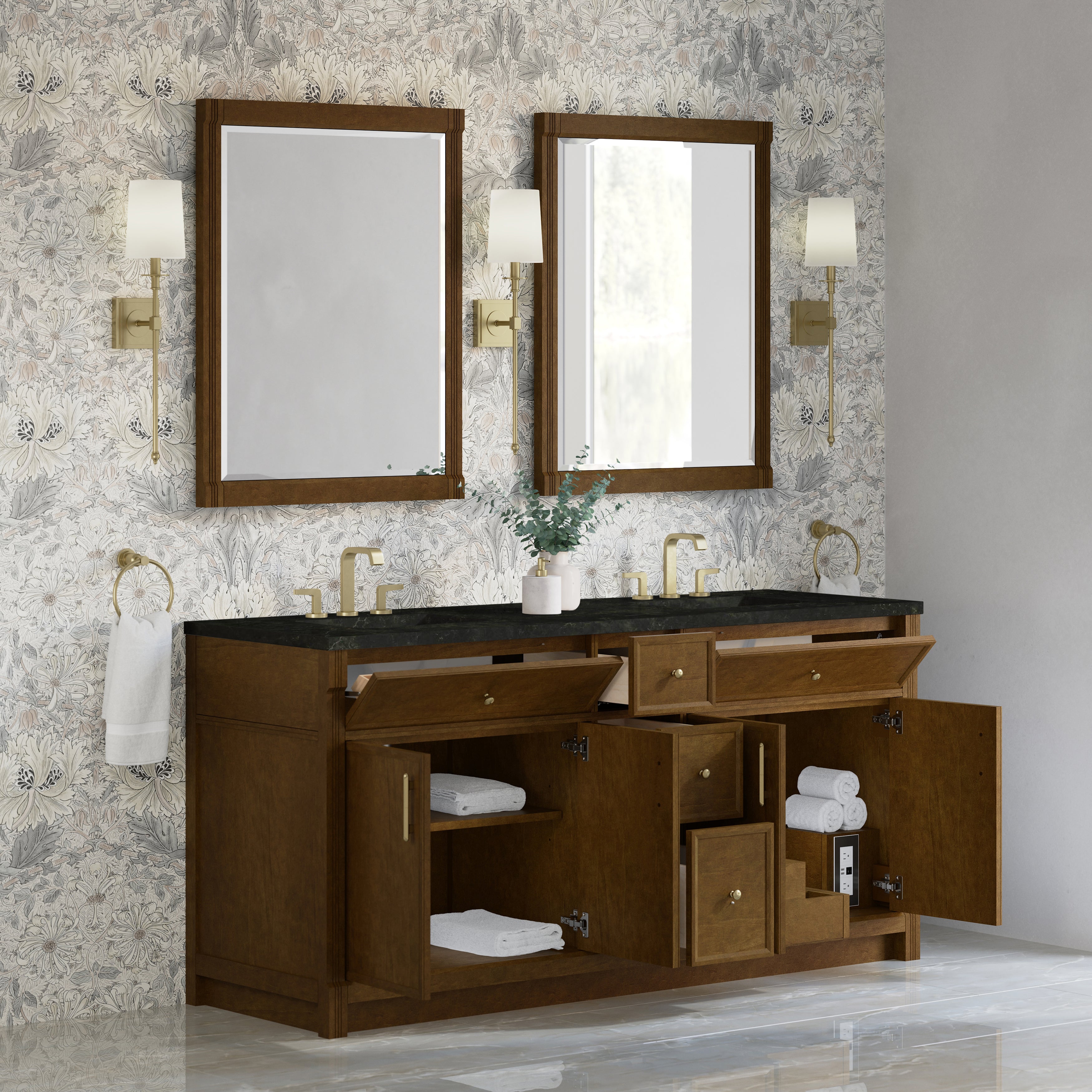 James Martin Bellshire 72" Double Vanity in Honey Oak with 3cm Countertop