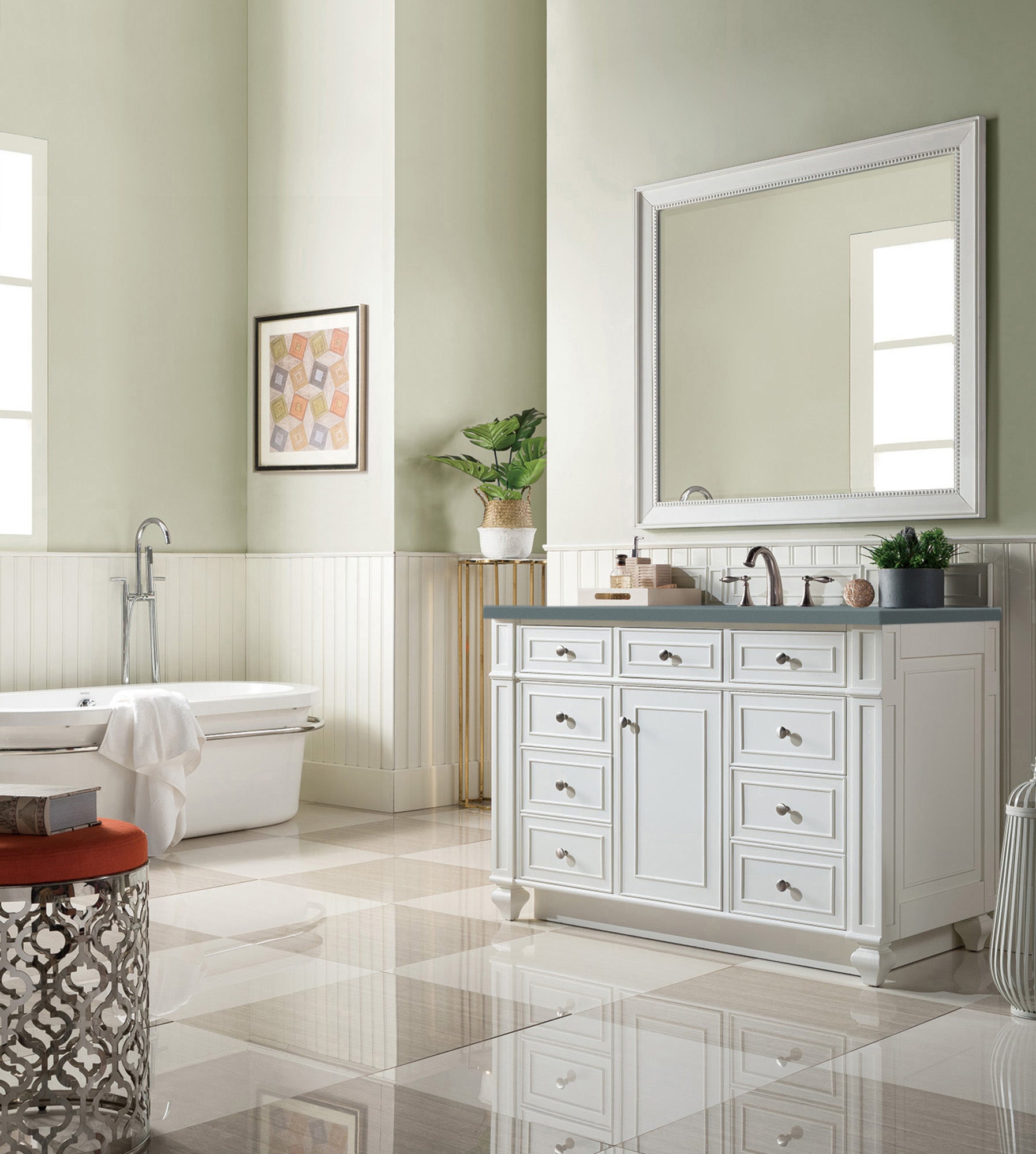 James Martin Bristol 48" Single Vanity in Bright White with 3cm Countertop