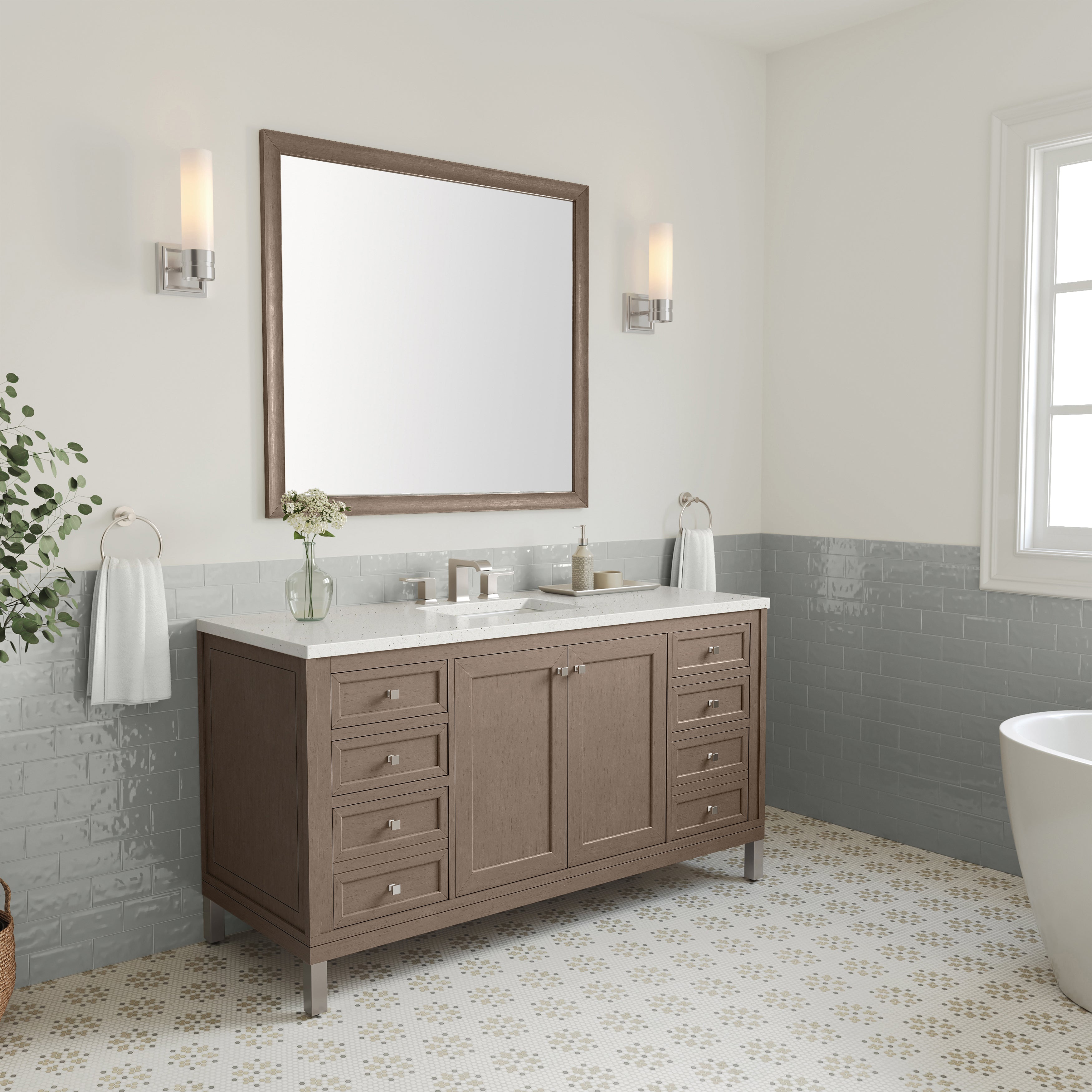 James Martin Chicago 60" Single Vanity in Walnut Whisper with 3cm Countertop