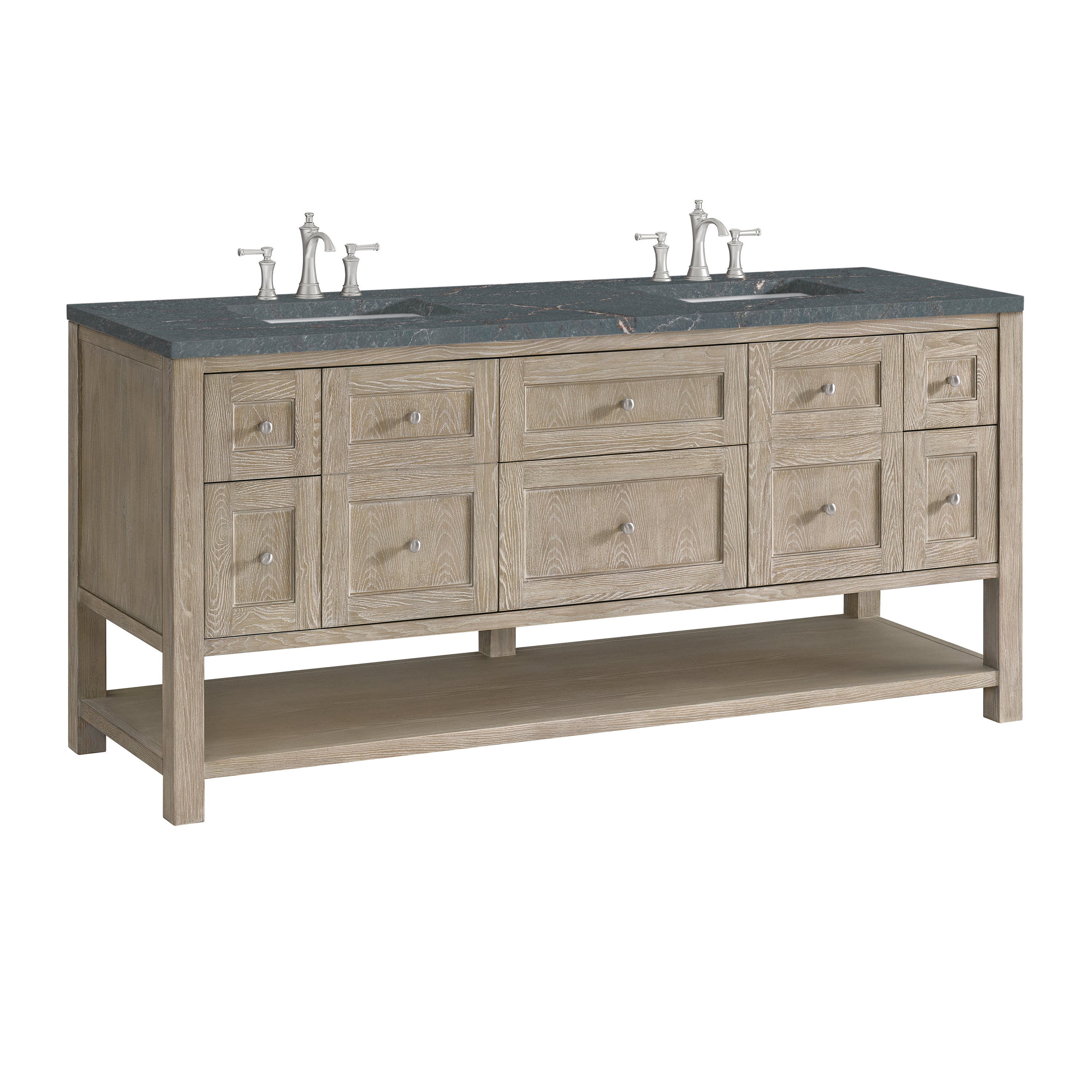 James Martin Breckenridge 72" Double Vanity in Whitewashed Oak with 3cm Countertop