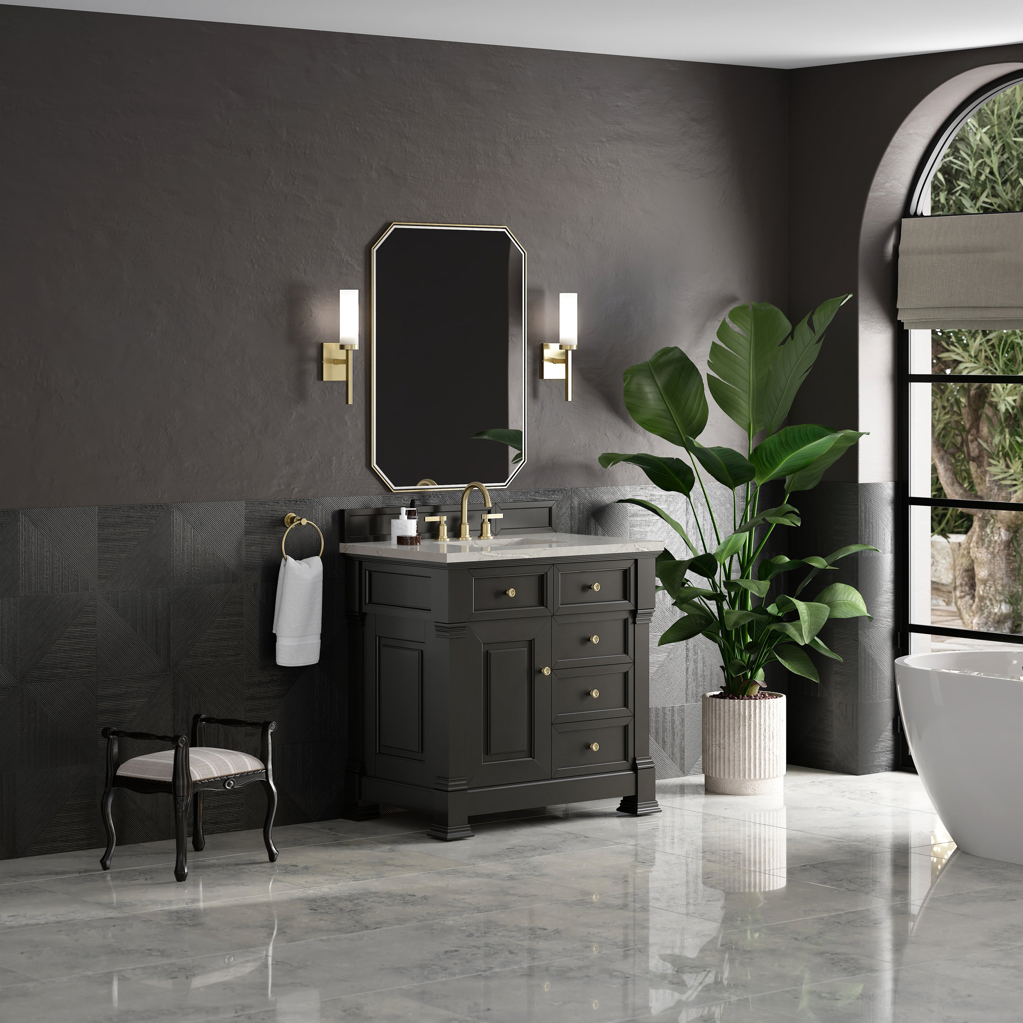 James Martin Brookfield 36" Single Vanity in Black Onyx with 3cm Countertop