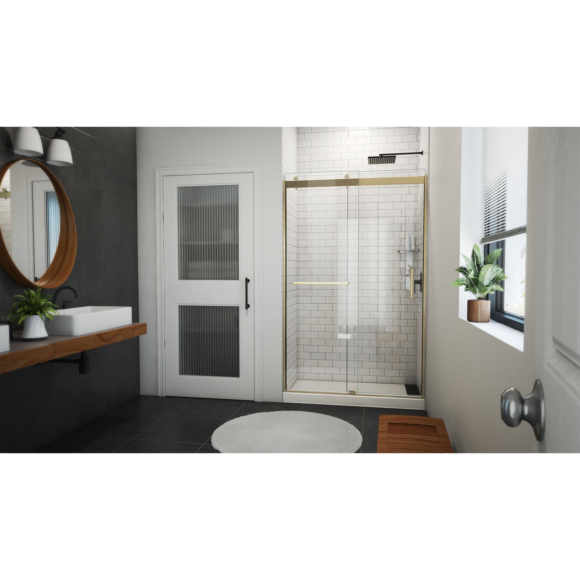 DreamLine Sapphire-V 44 - 48 inch W x 76 inch H Semi-Frameless Bypass Shower Door