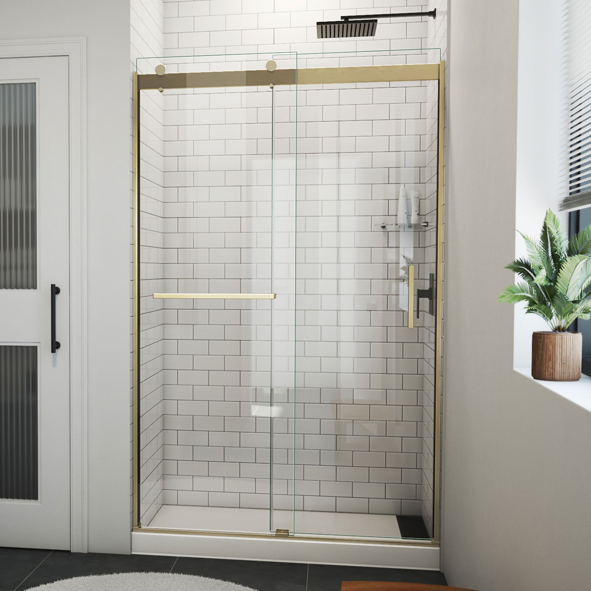 DreamLine Sapphire-V 44 - 48 inch W x 76 inch H Semi-Frameless Bypass Shower Door