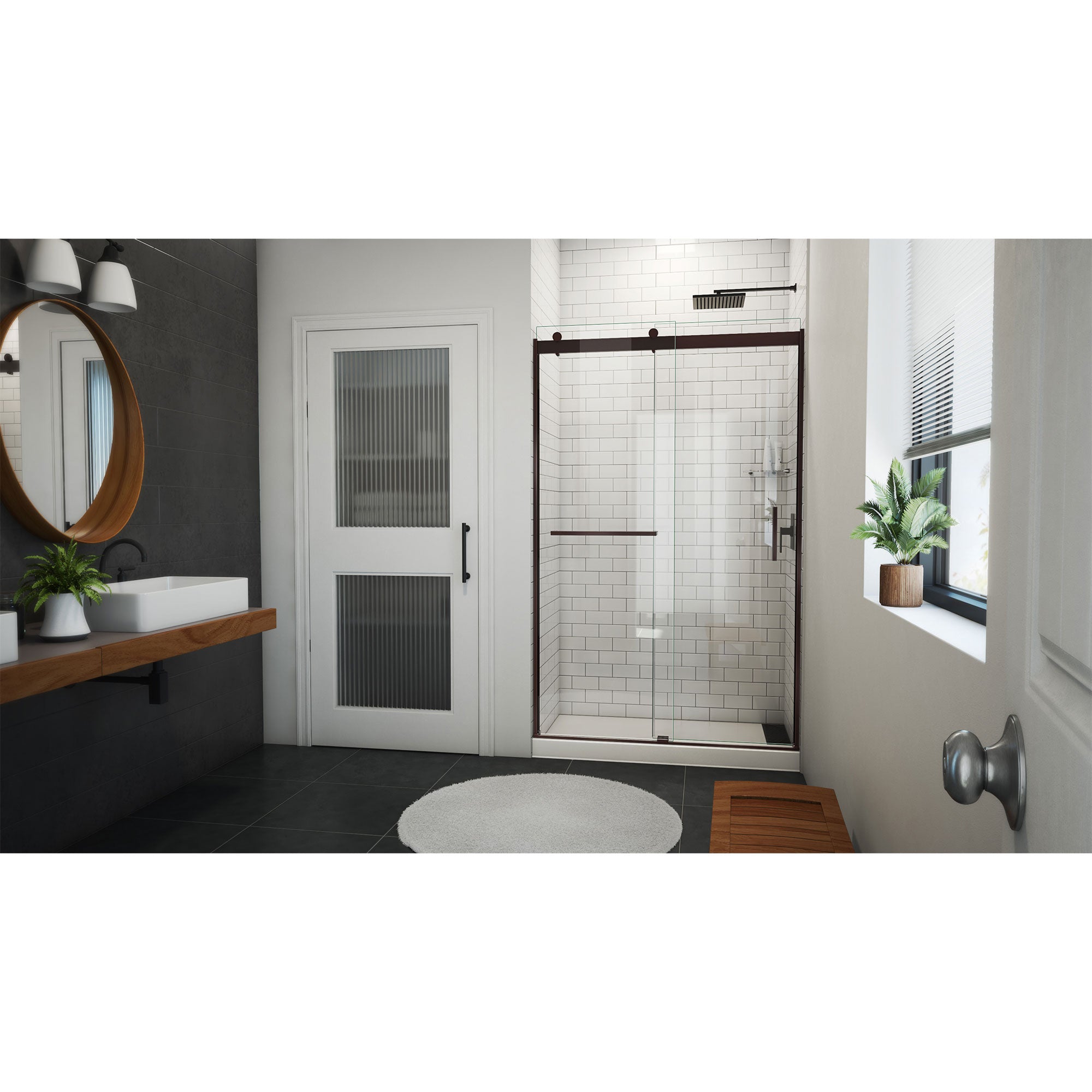 DreamLine Sapphire-V 44 - 48 inch W x 76 inch H Semi-Frameless Bypass Shower Door