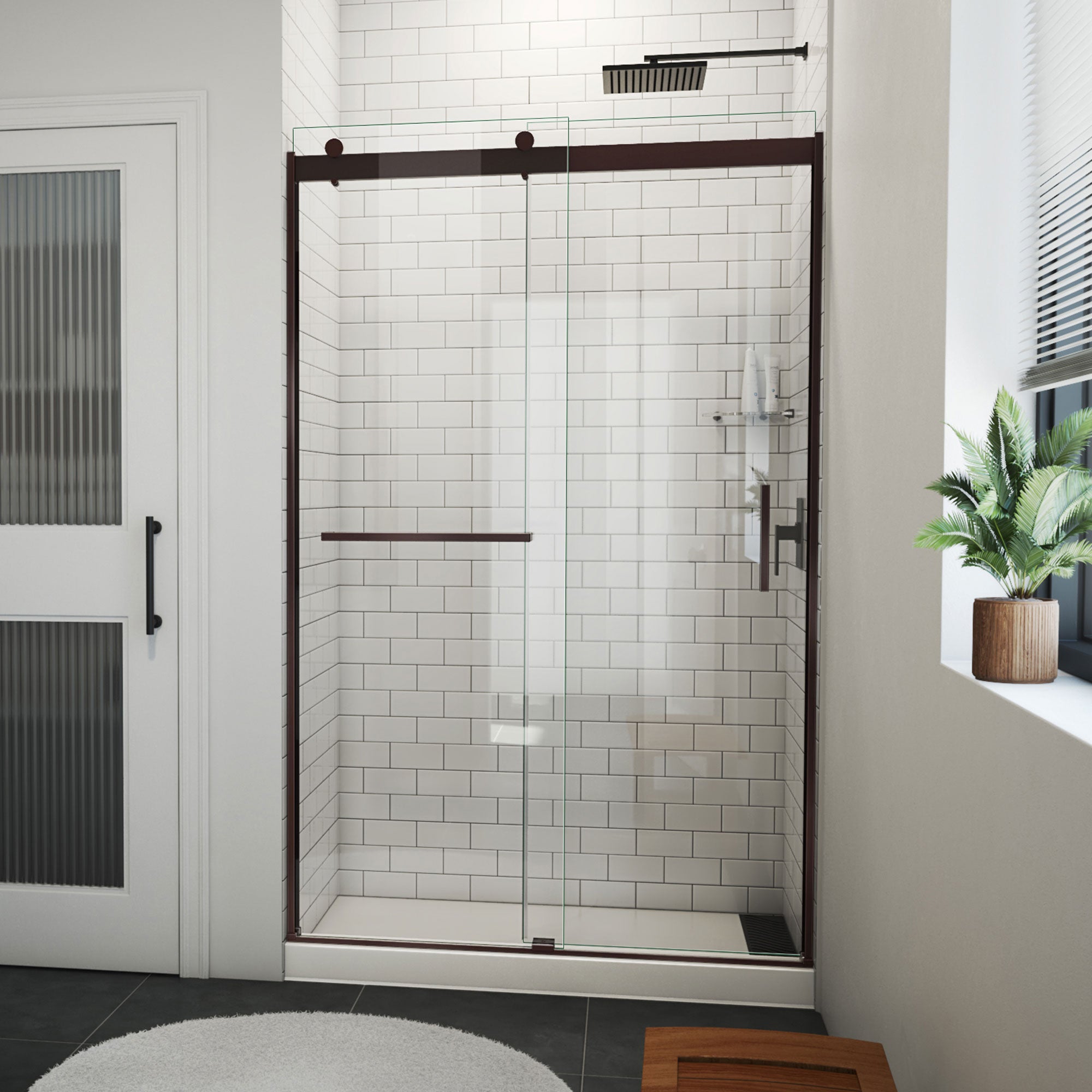 DreamLine Sapphire-V 44 - 48 inch W x 76 inch H Semi-Frameless Bypass Shower Door