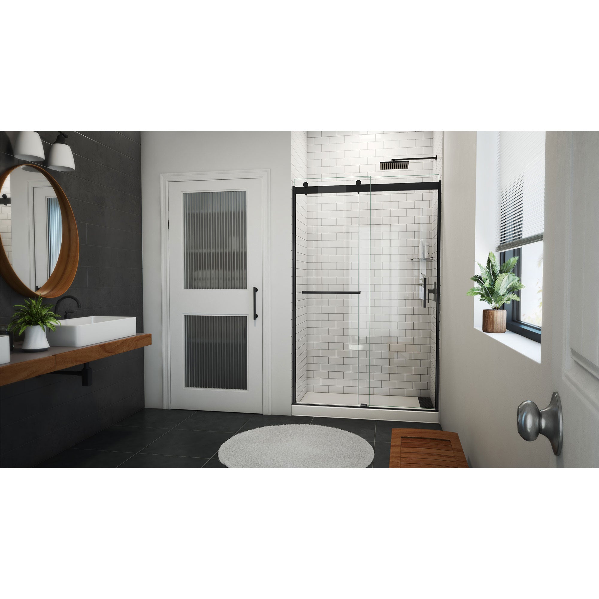 DreamLine Sapphire-V 44 - 48 inch W x 76 inch H Semi-Frameless Bypass Shower Door