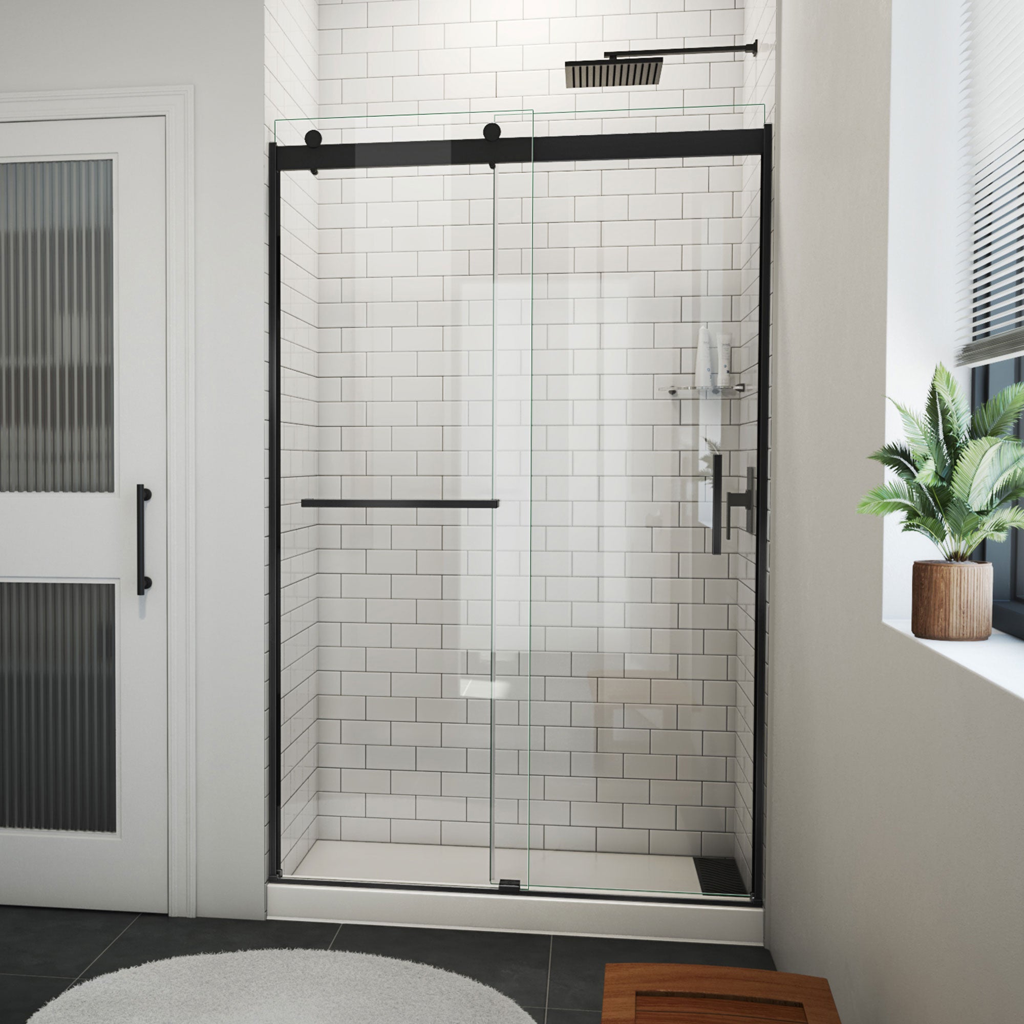DreamLine Sapphire-V 44 - 48 inch W x 76 inch H Semi-Frameless Bypass Shower Door