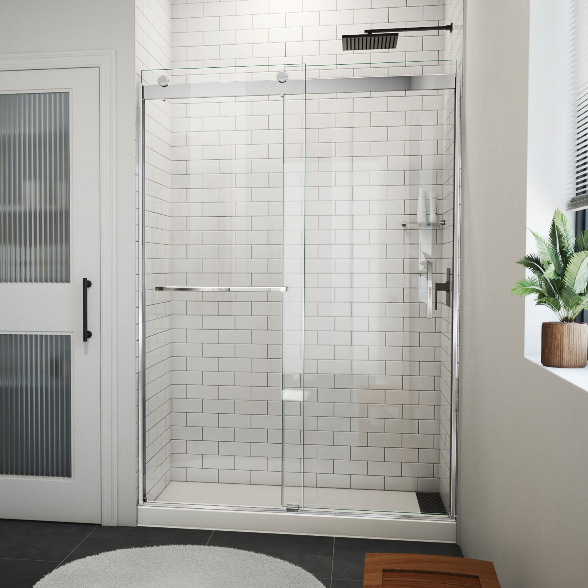DreamLine Sapphire-V 50 - 54 inch W x 76 inch H Semi-Frameless Bypass Shower Door