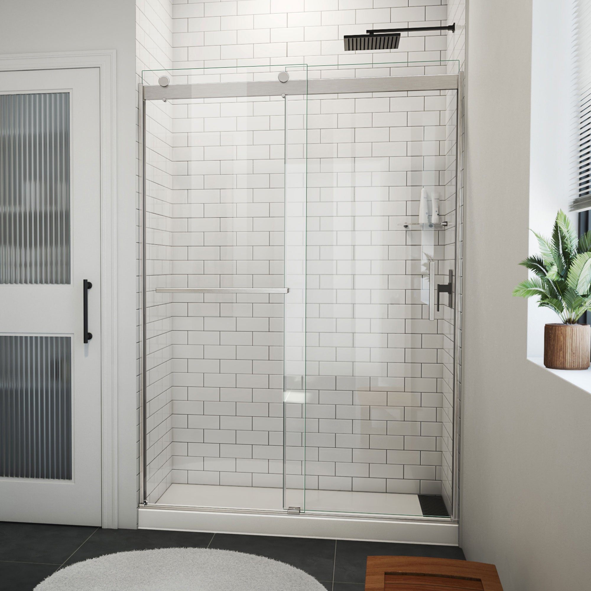 DreamLine Sapphire-V 50 - 54 inch W x 76 inch H Semi-Frameless Bypass Shower Door