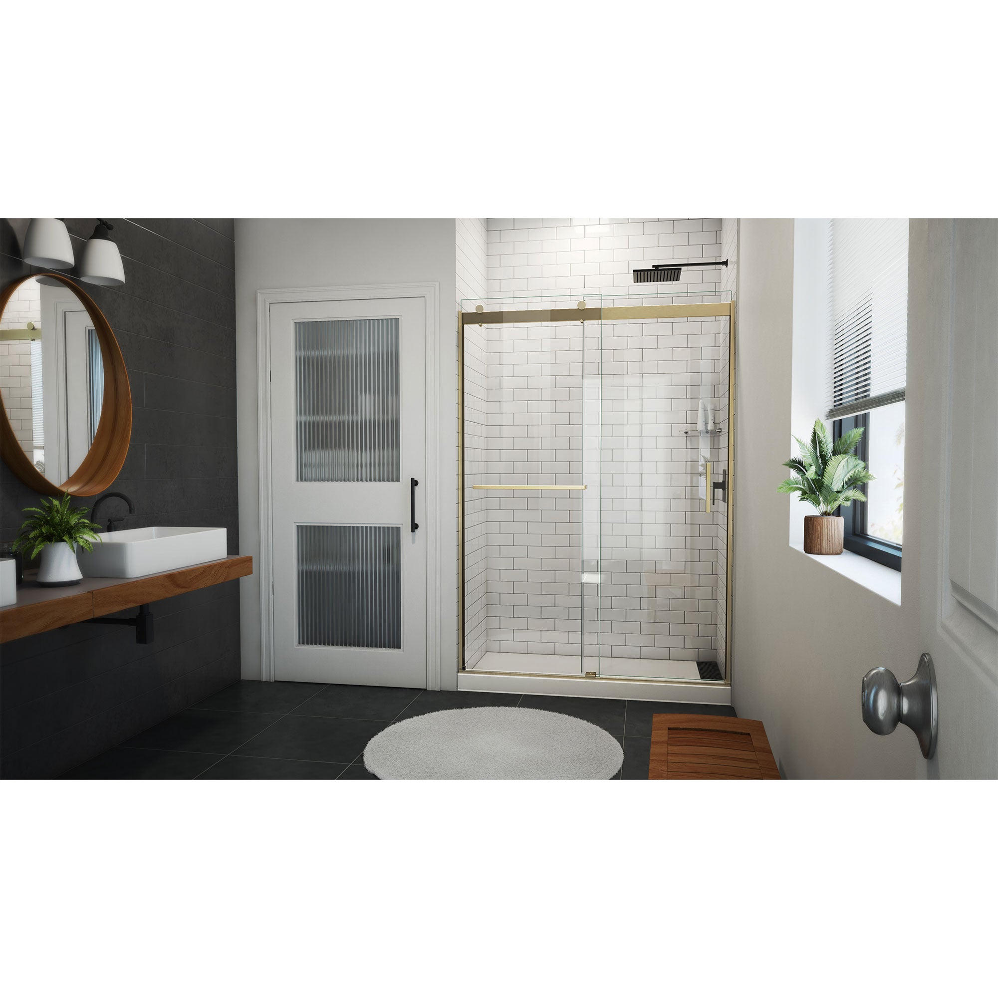 DreamLine Sapphire-V 50 - 54 inch W x 76 inch H Semi-Frameless Bypass Shower Door