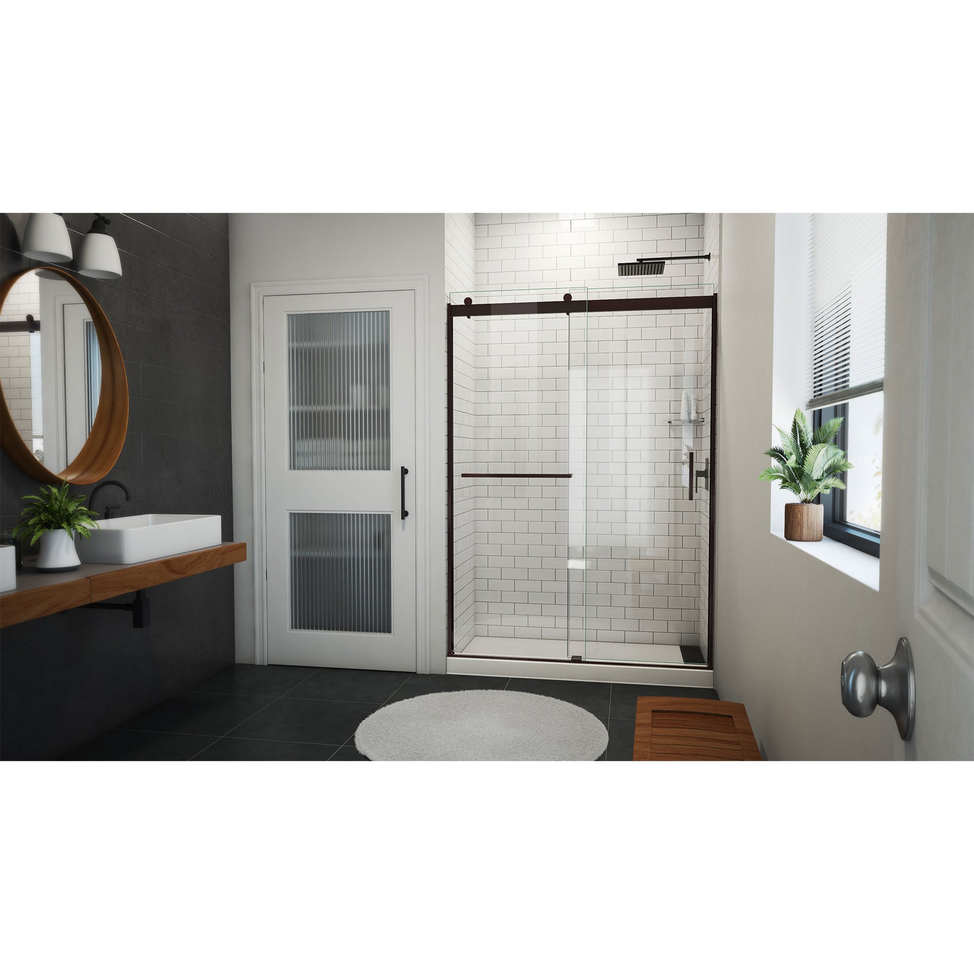 DreamLine Sapphire-V 50 - 54 inch W x 76 inch H Semi-Frameless Bypass Shower Door