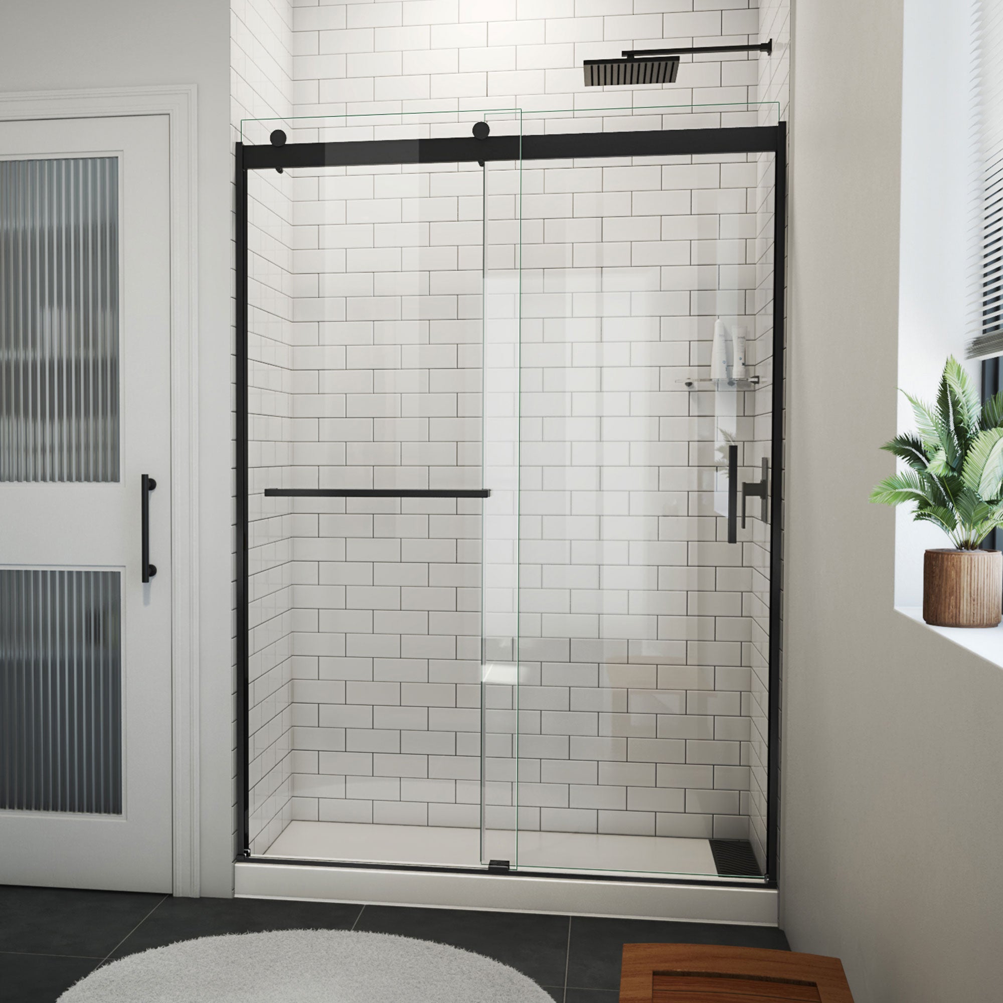 DreamLine Sapphire-V 50 - 54 inch W x 76 inch H Semi-Frameless Bypass Shower Door