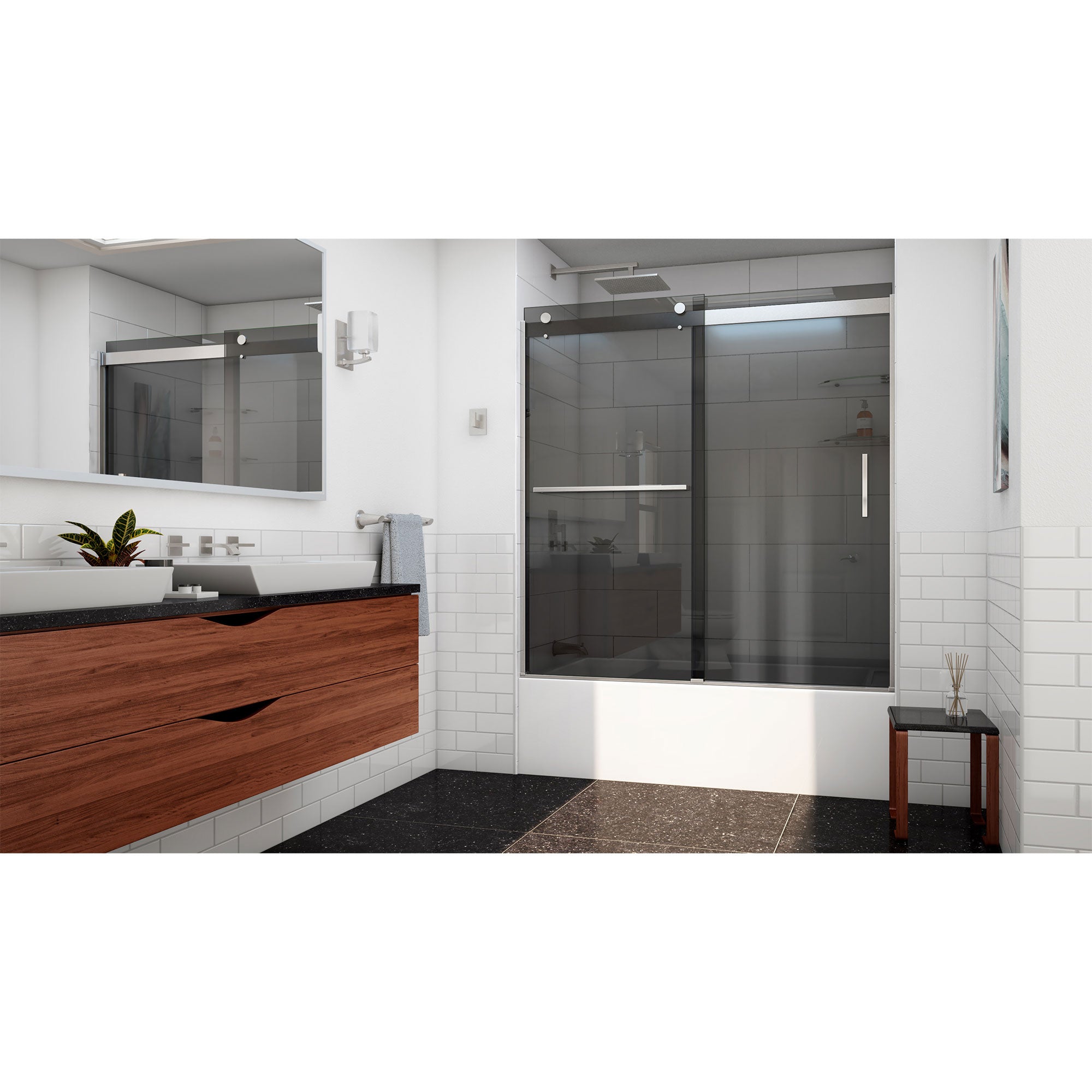 DreamLine Sapphire-V 56 - 60 inch W x 62 inch H Semi-Frameless Bypass Tub Door