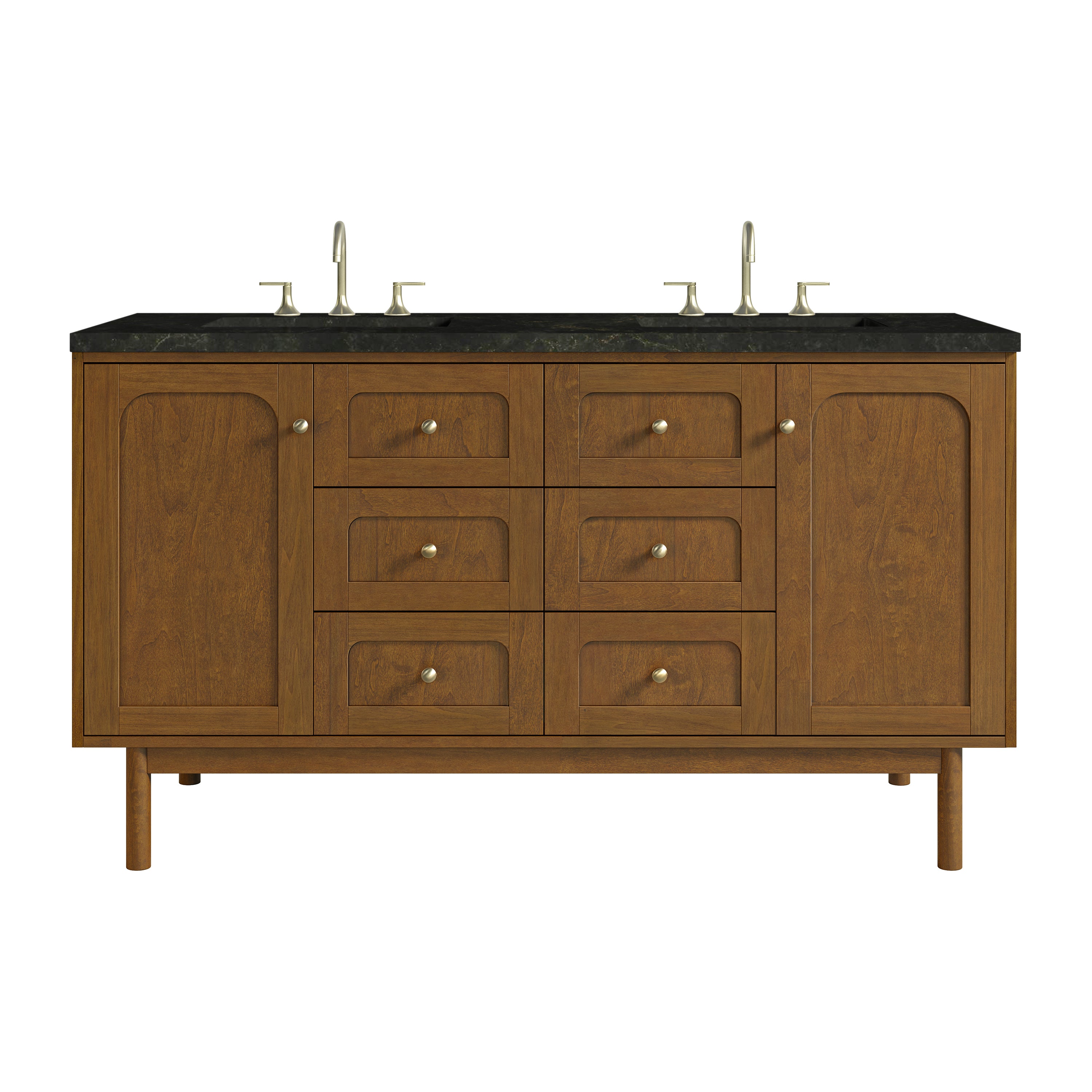 James Martin Laurent 60" Double Vanity in Honey Oak with 3cm Countertop
