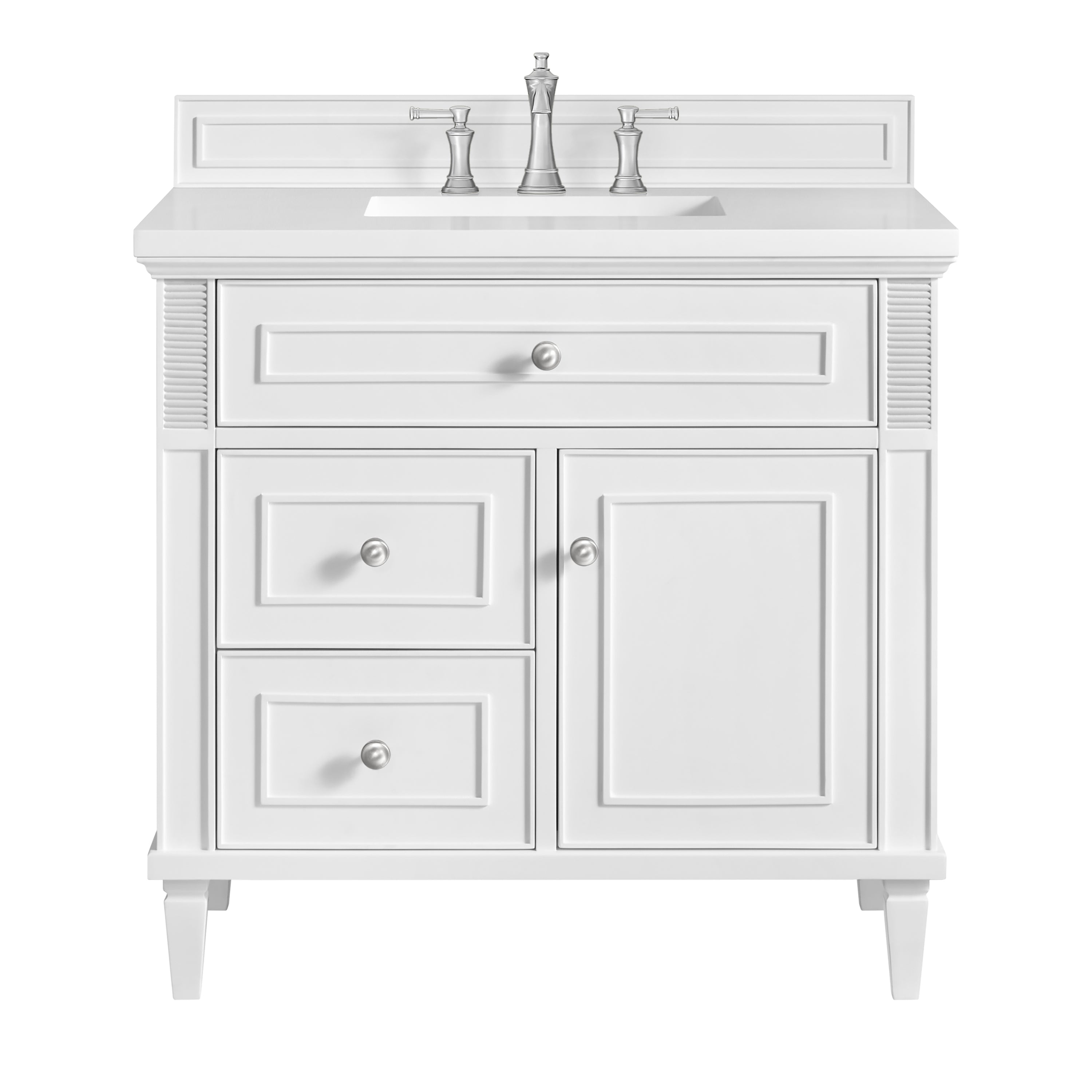 James Martin Lorelai 36" Single Vanity in Bright White with 3cm Countertop