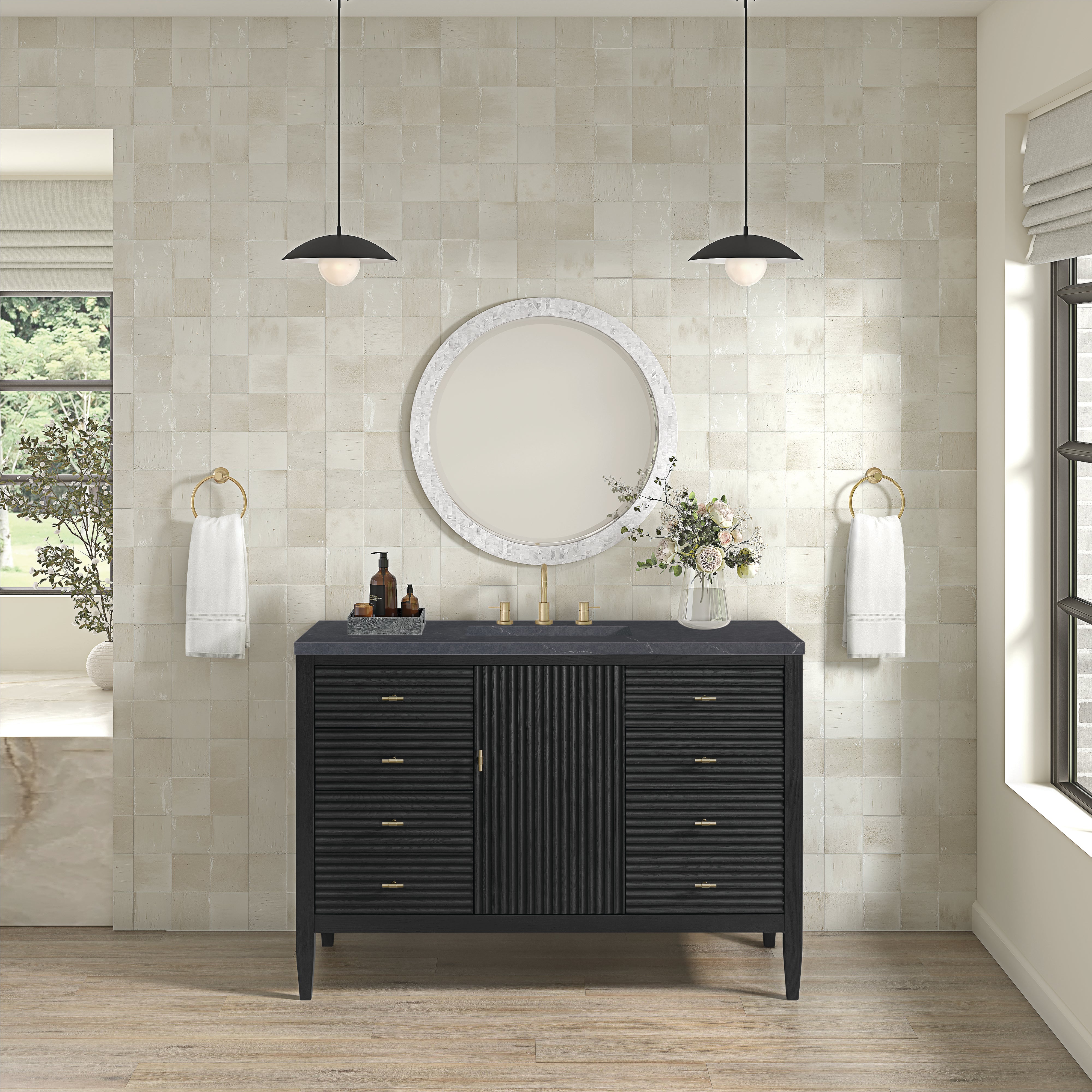 James Martin Myrrin 48" Single Vanity in Carbon Oak with 3cm Countertop