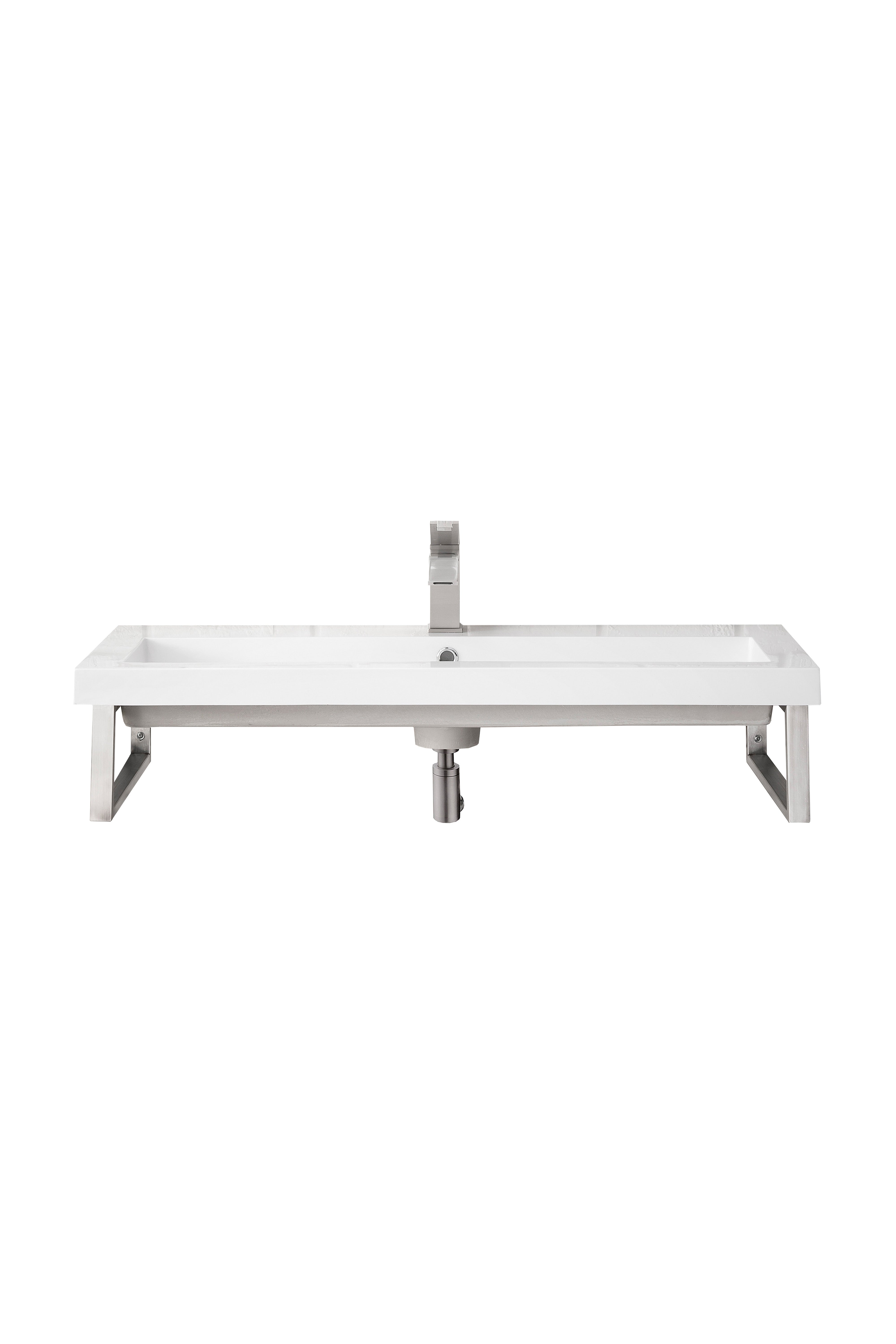 James Martin Two Boston 15.25" Wall Brackets with 39.5" White Glossy Composite Stone Top