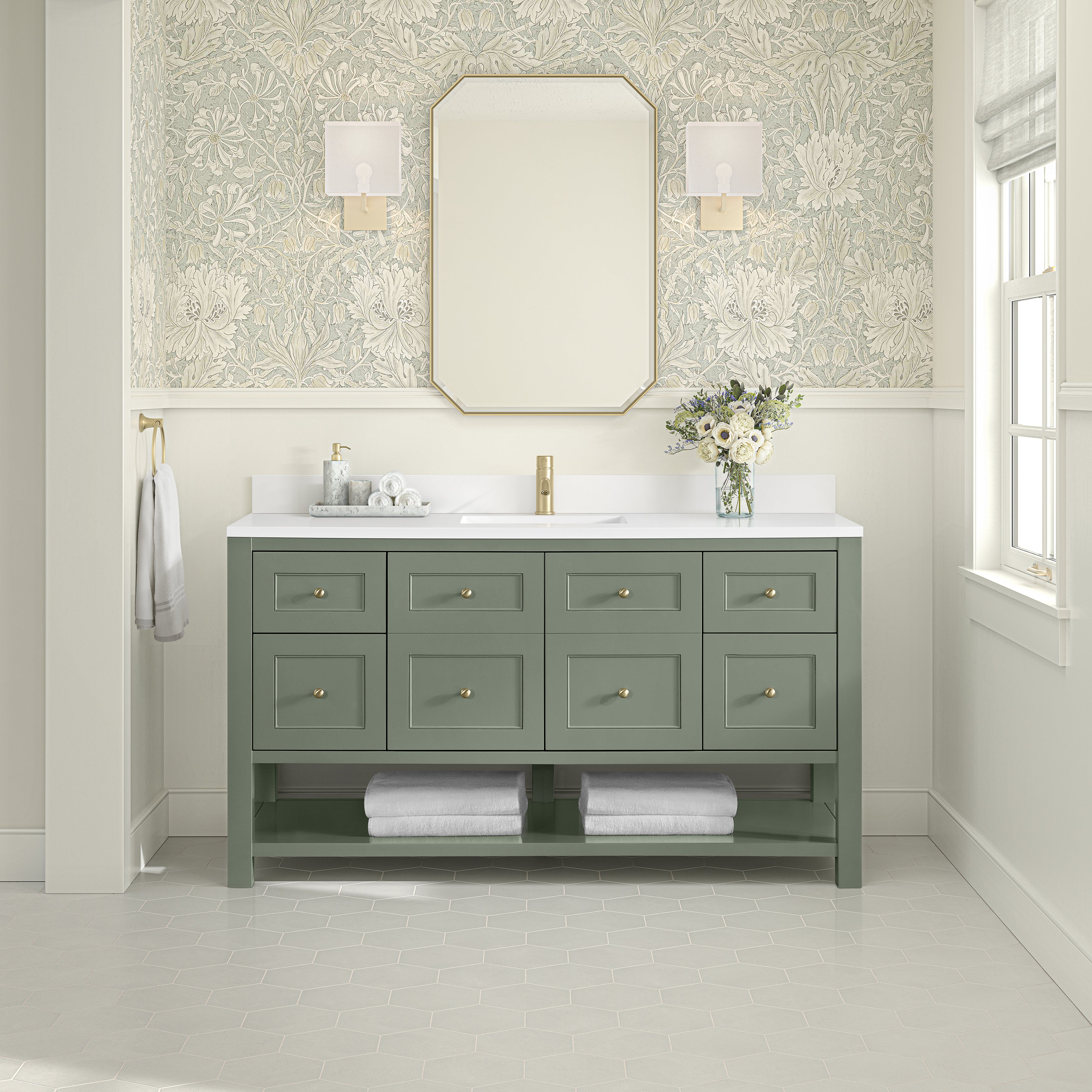James Martin Breckenridge 60" Single Vanity in Smokey Celadon with 3cm Countertop