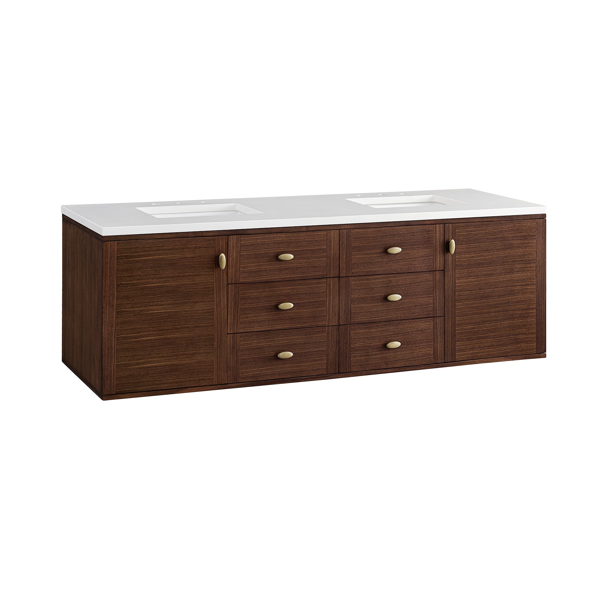 James Martin Amberly 72" Double Vanity in Mid-Century Walnut with 3cm Countertop