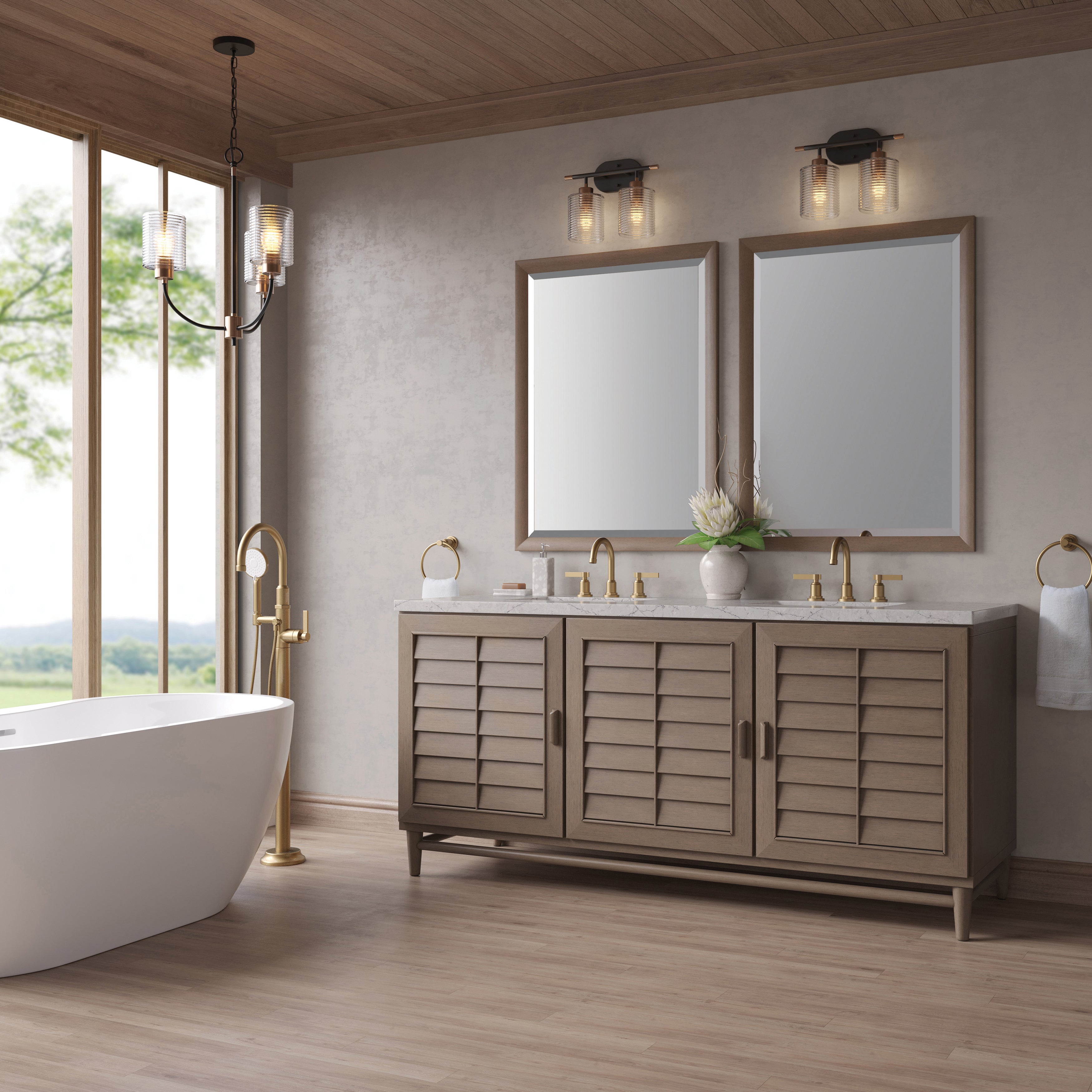 James Martin Portland 72" Double Vanity in Whitewashed Walnut with 3cm Countertop