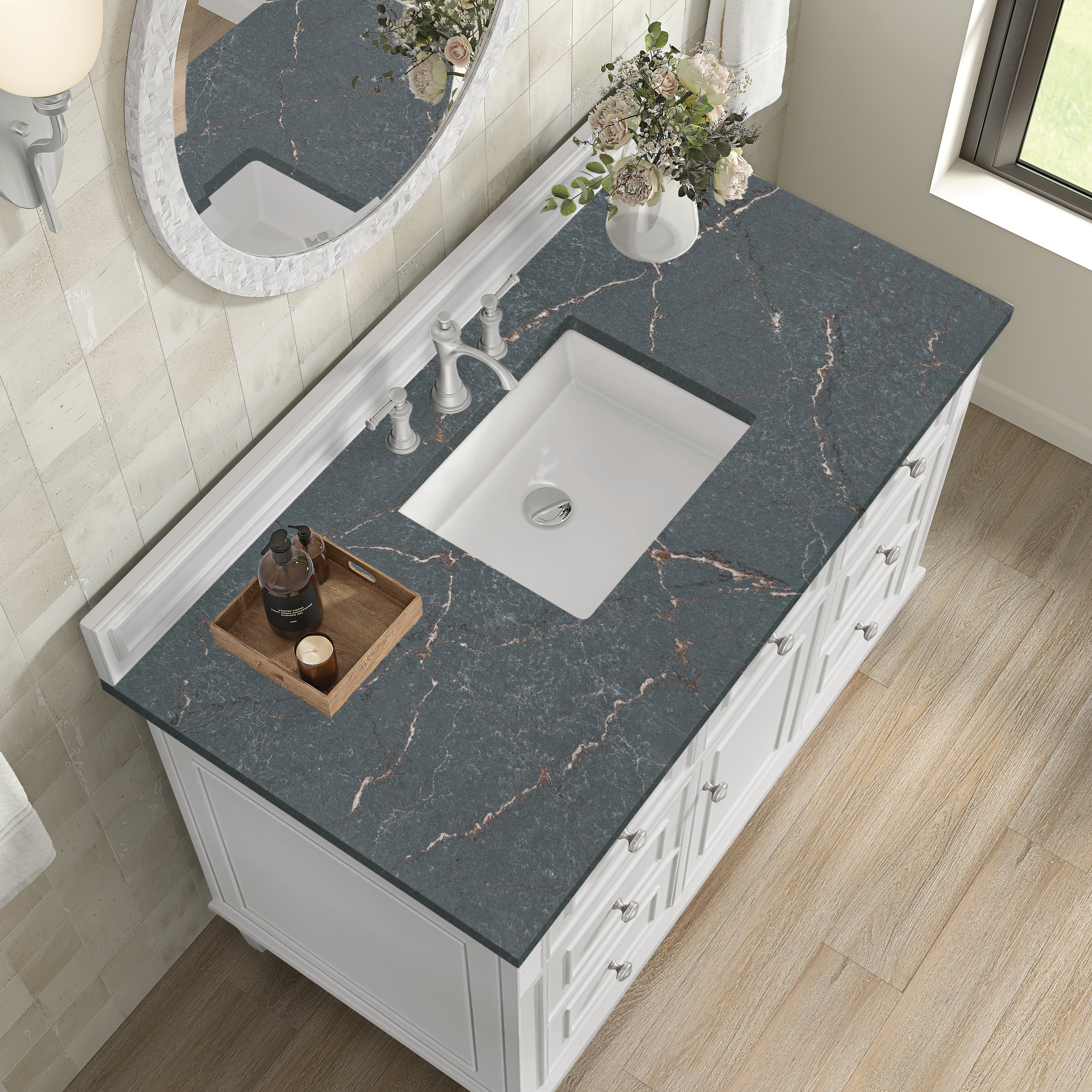 James Martin Lorelai 48" Single Vanity in Bright White with 3cm Countertop