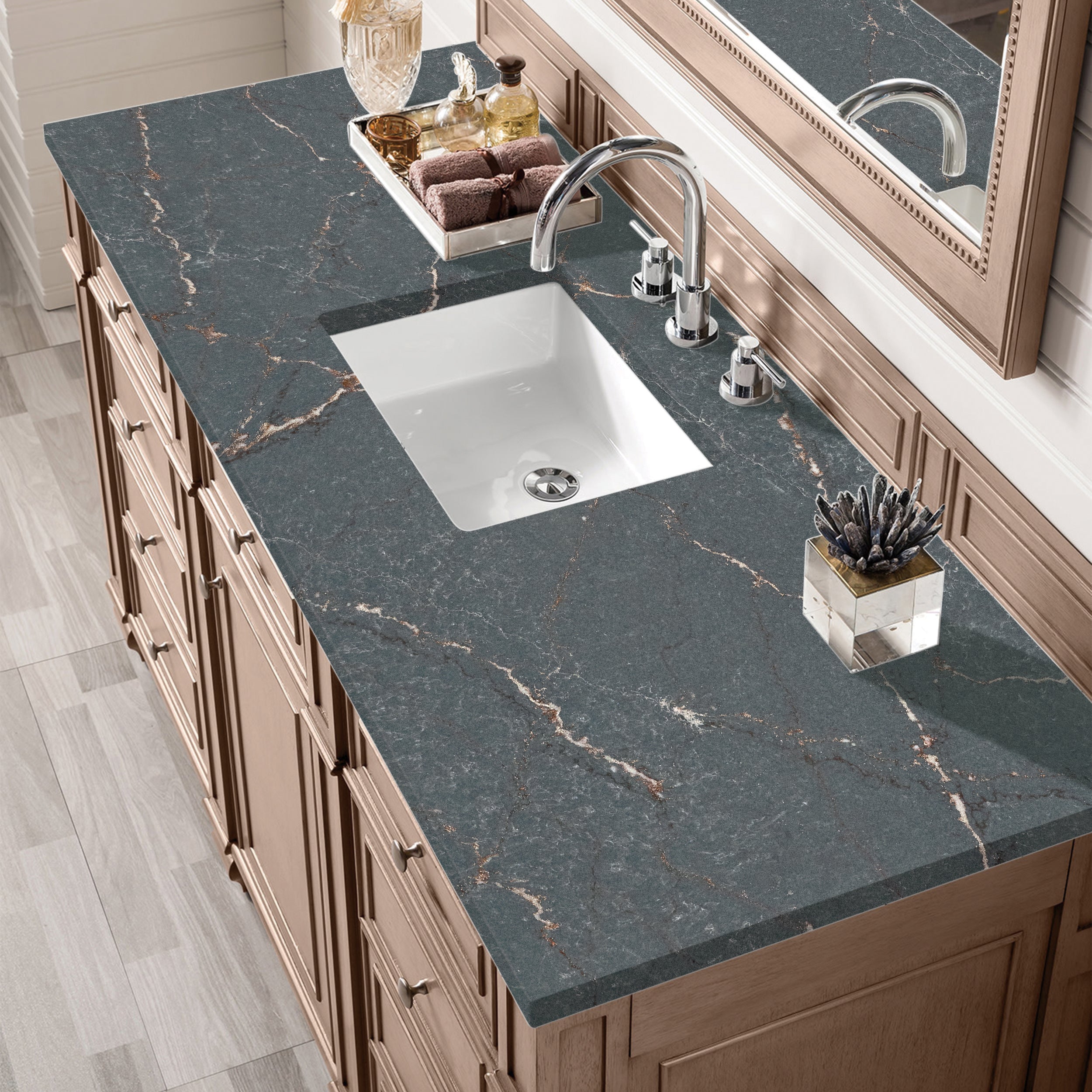 James Martin Bristol 60" Single Vanity in Whitewashed Walnut with 3cm Countertop