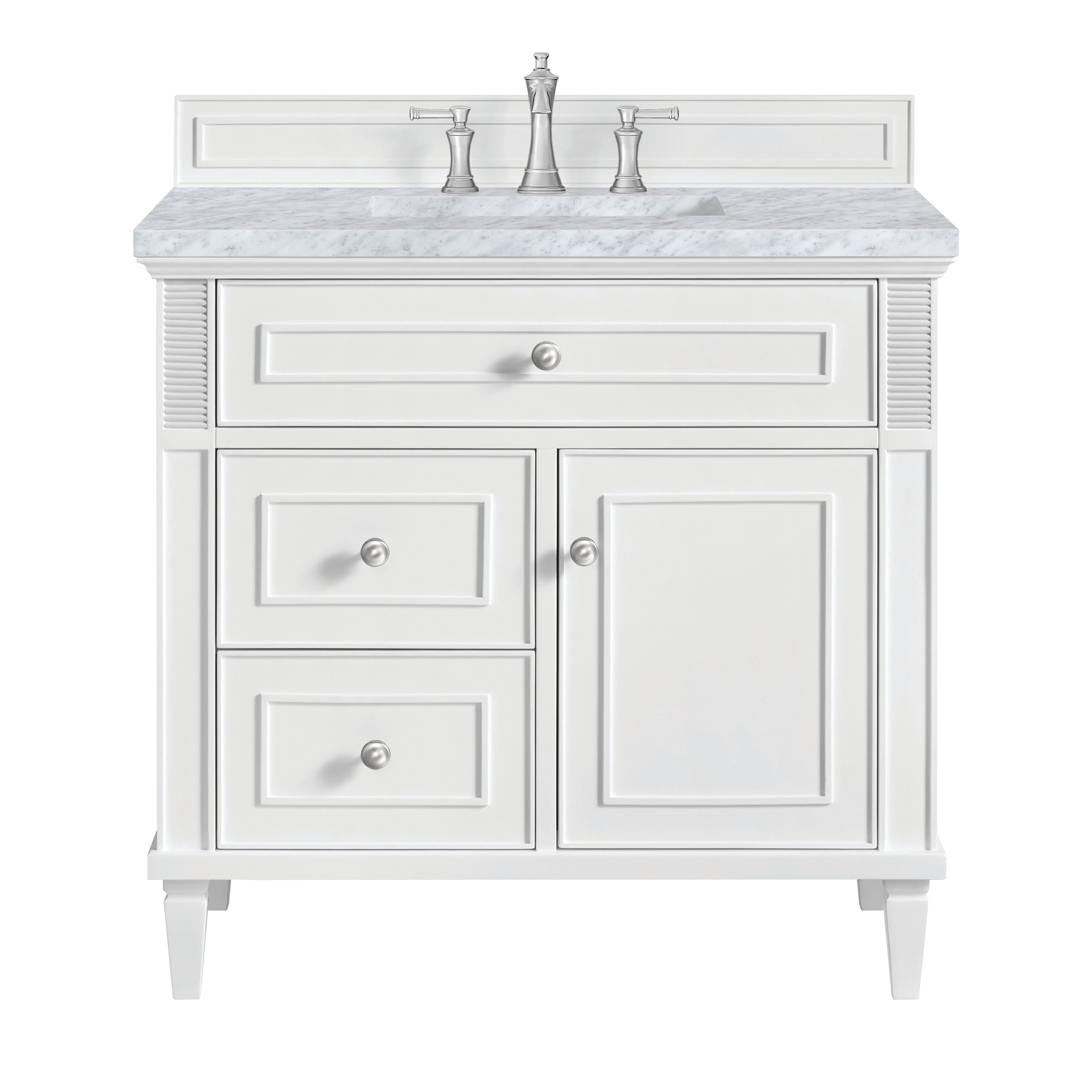 James Martin Lorelai 36" Single Vanity in Bright White with 3cm Countertop