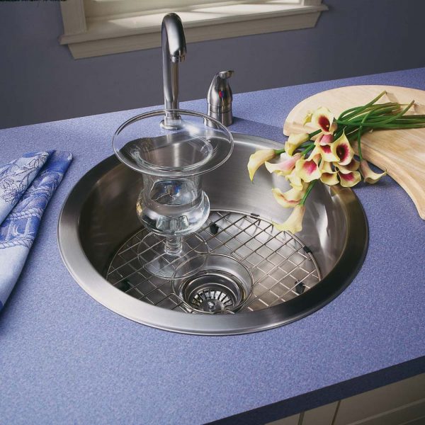 Houzer Hospitality 18" Stainless Steel Drop-in Topmount Round Bar and Prep Sink with Strainer