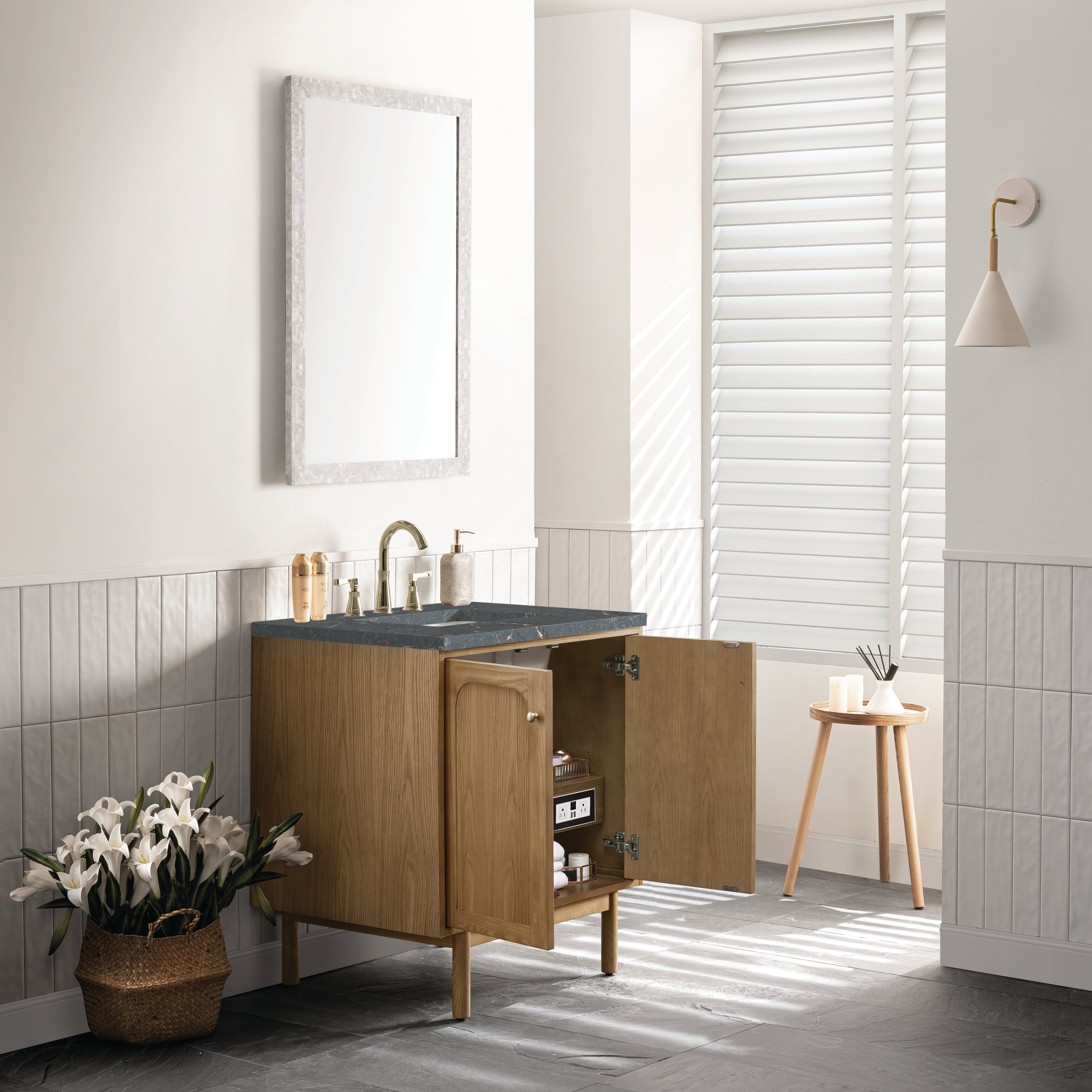 James Martin Laurent 30" Single Vanity in Light Natural Oak with 3cm Countertop