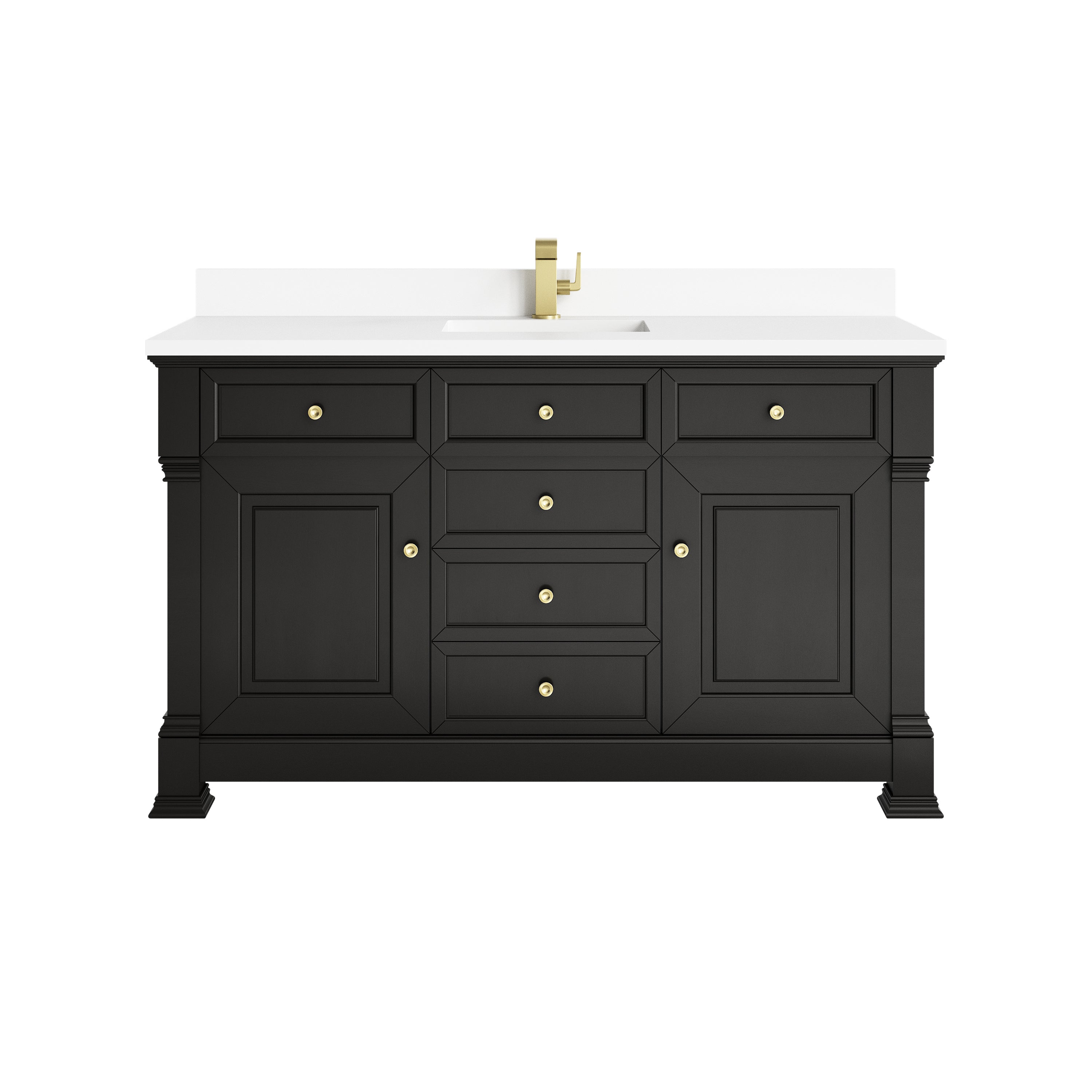 James Martin Brookfield 60" Single Vanity in Black Onyx with 3cm Countertop