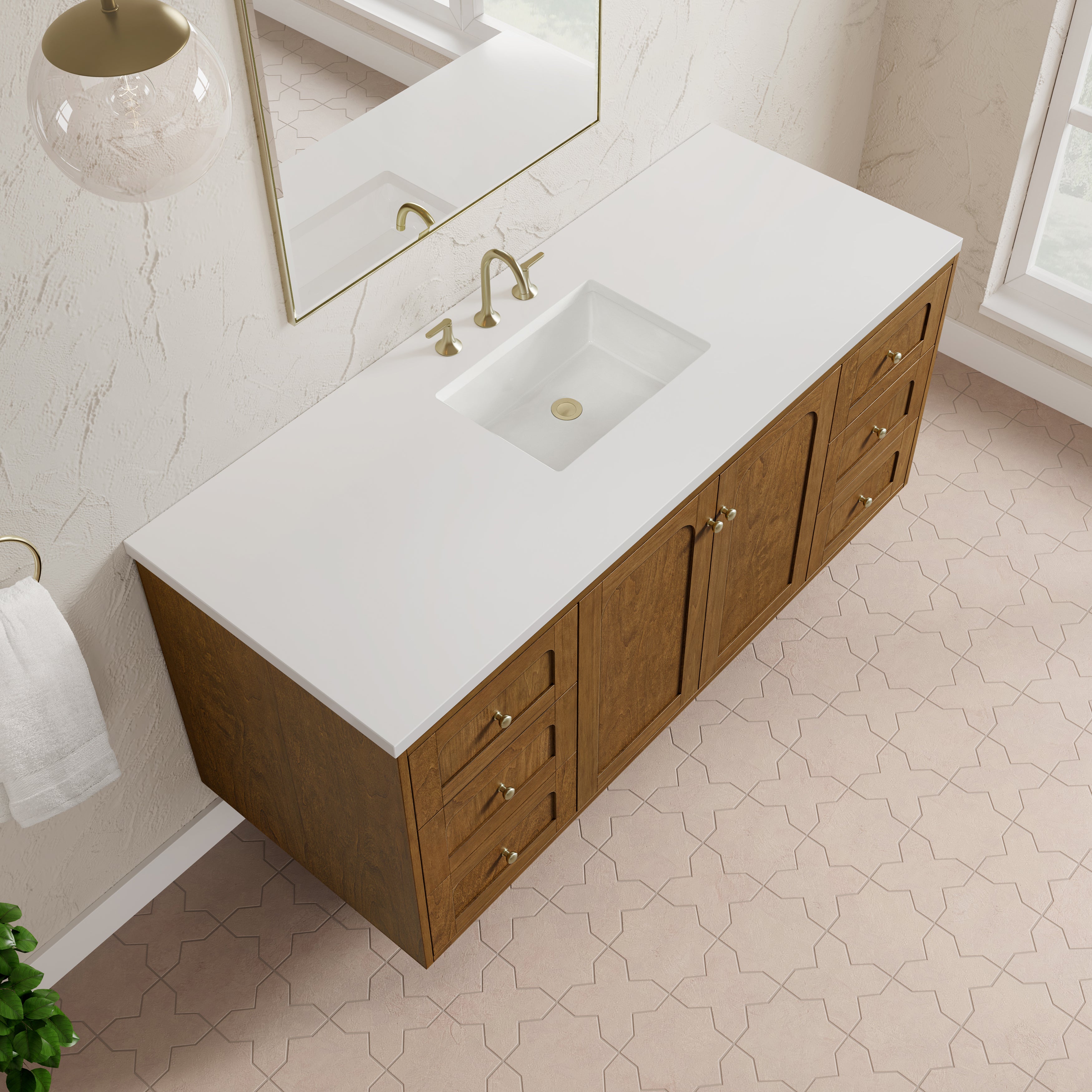 James Martin Laurent 60" Single Vanity in Honey Oak with 3cm Countertop