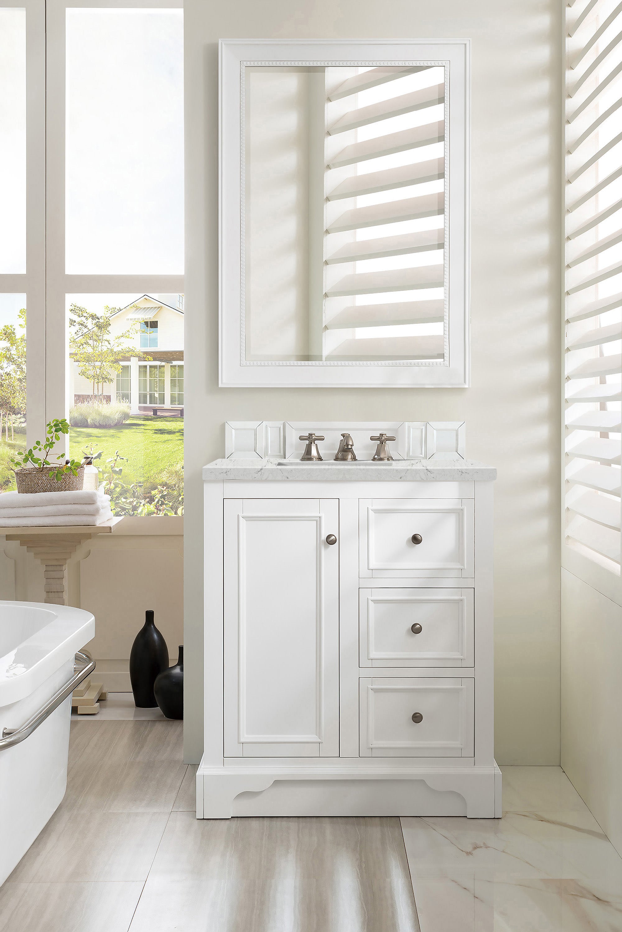 James Martin De Soto 30" Single Vanity in Bright White with 3cm Countertop