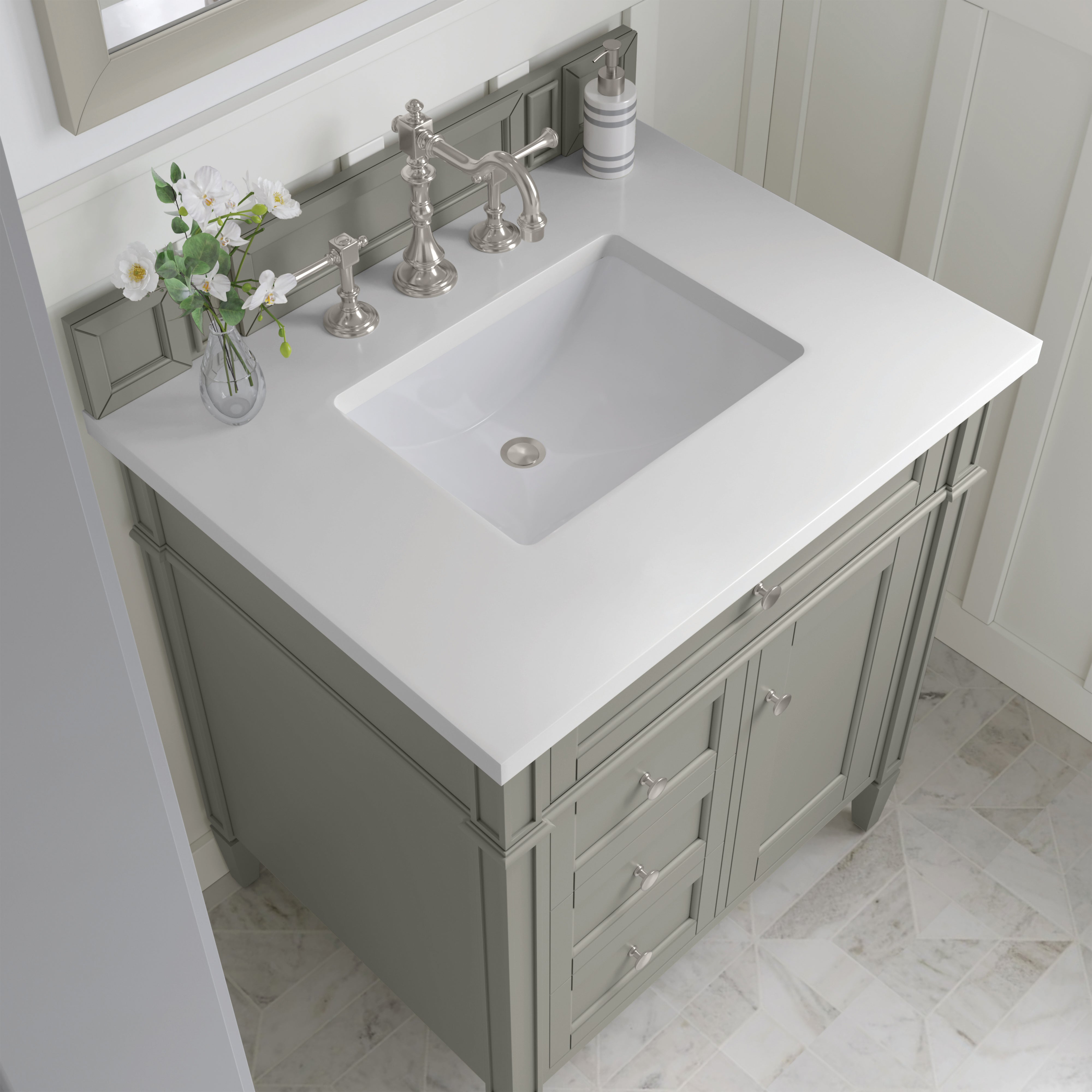 James Martin Brittany 30" Single Vanity in Urban Gray with 3cm Countertop