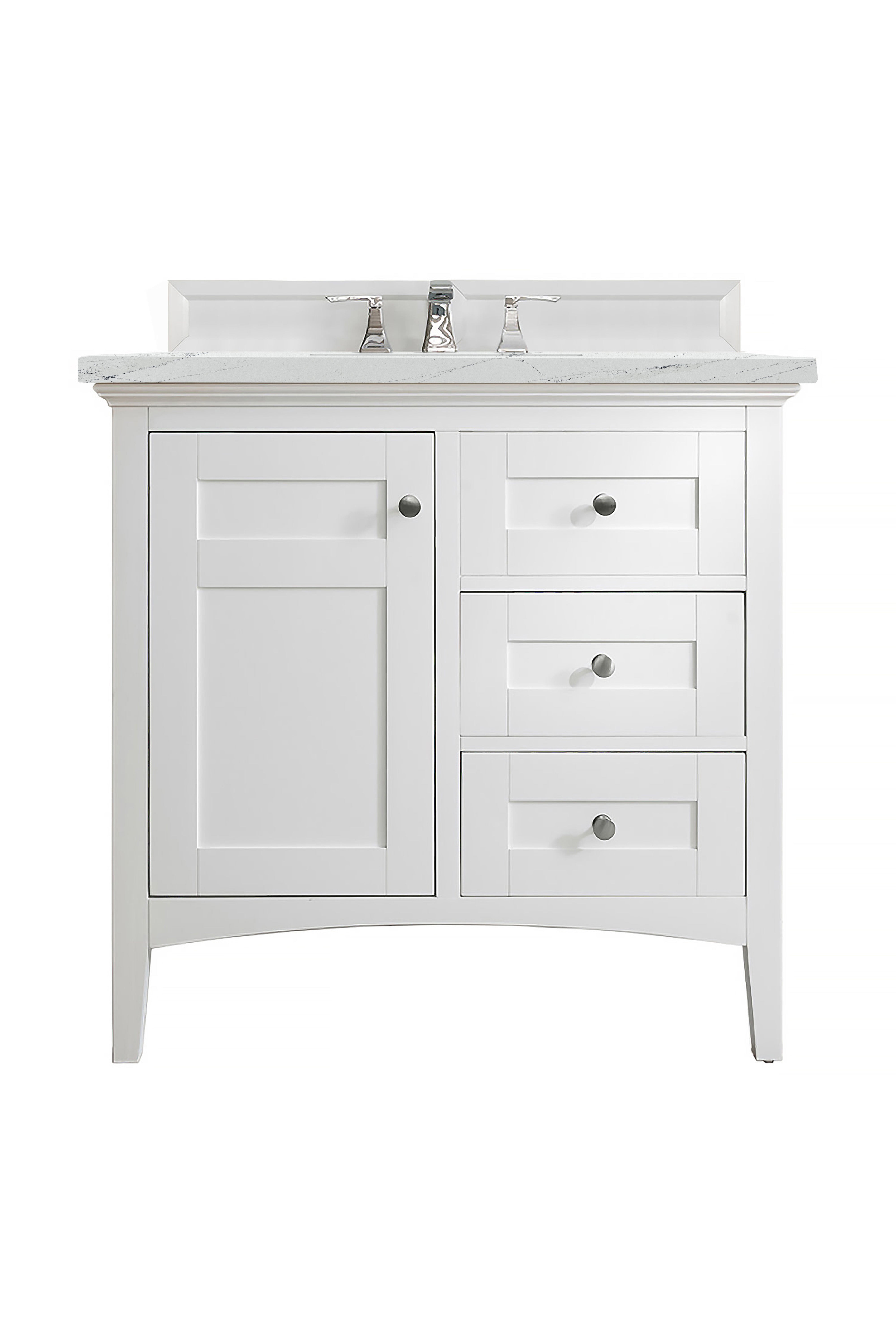 James Martin Palisades 36" Single Vanity in Bright White with 3cm Countertop