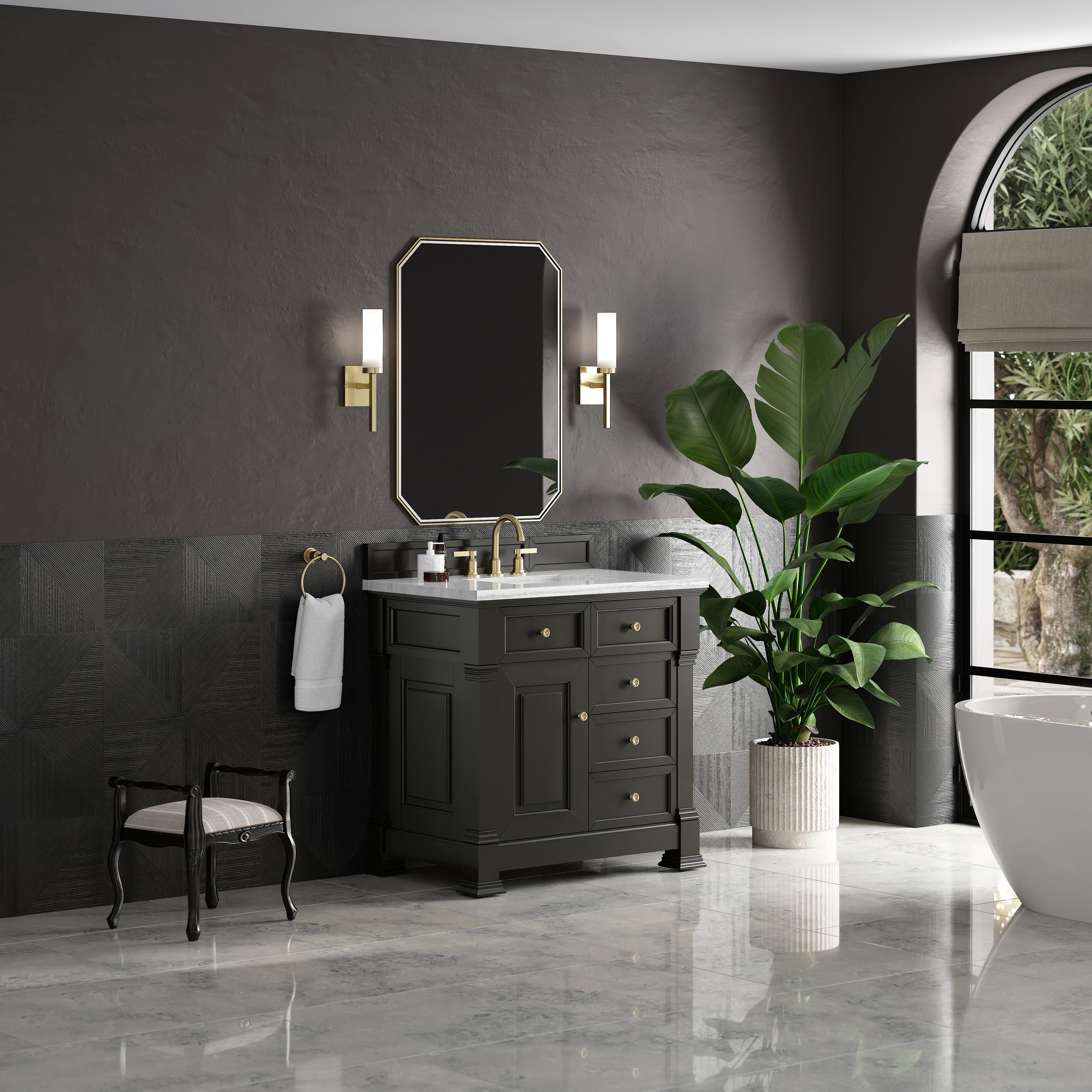 James Martin Brookfield 36" Single Vanity in Black Onyx with 3cm Countertop