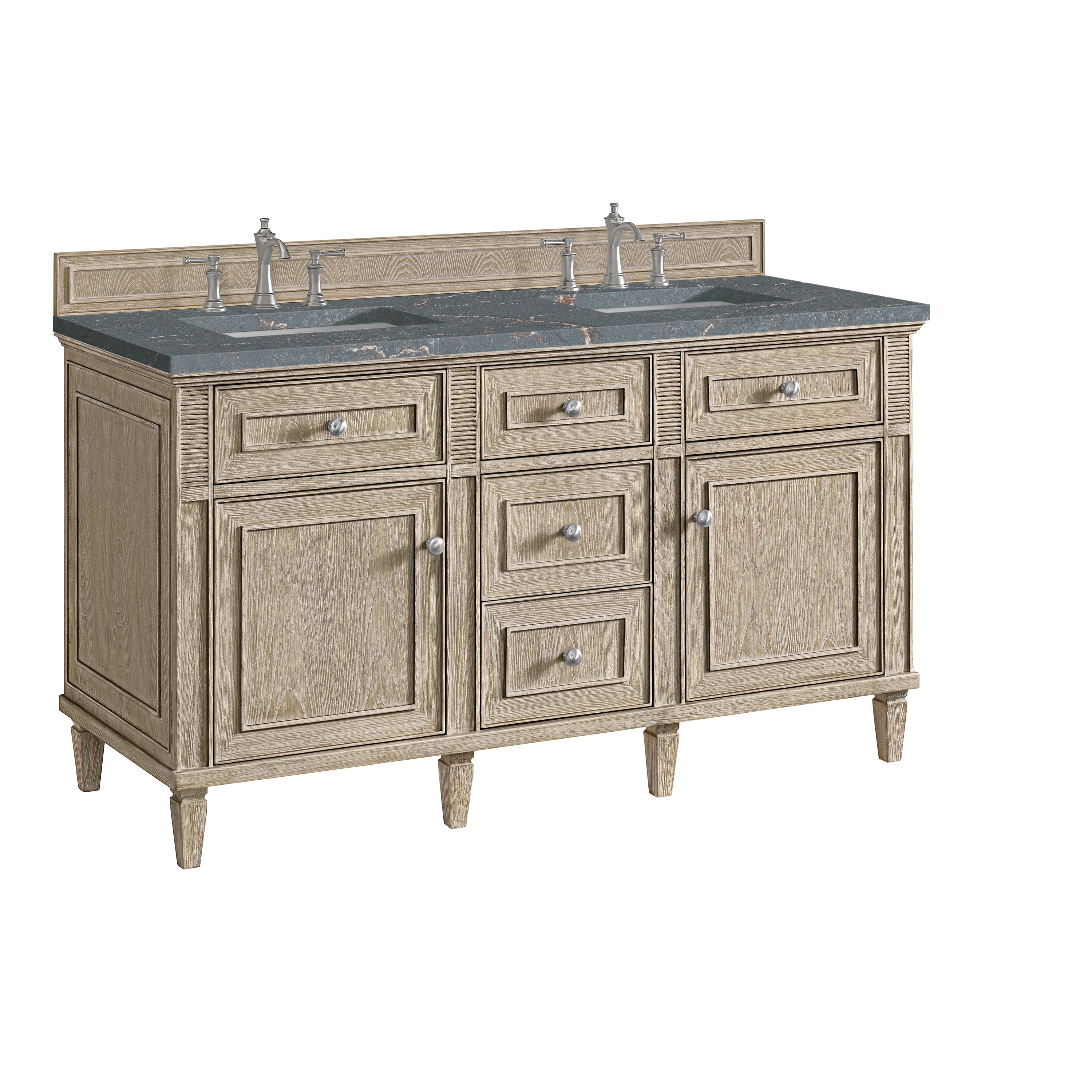 James Martin Lorelai 60" Double Vanity in Whitewashed Oak with 3cm Countertop