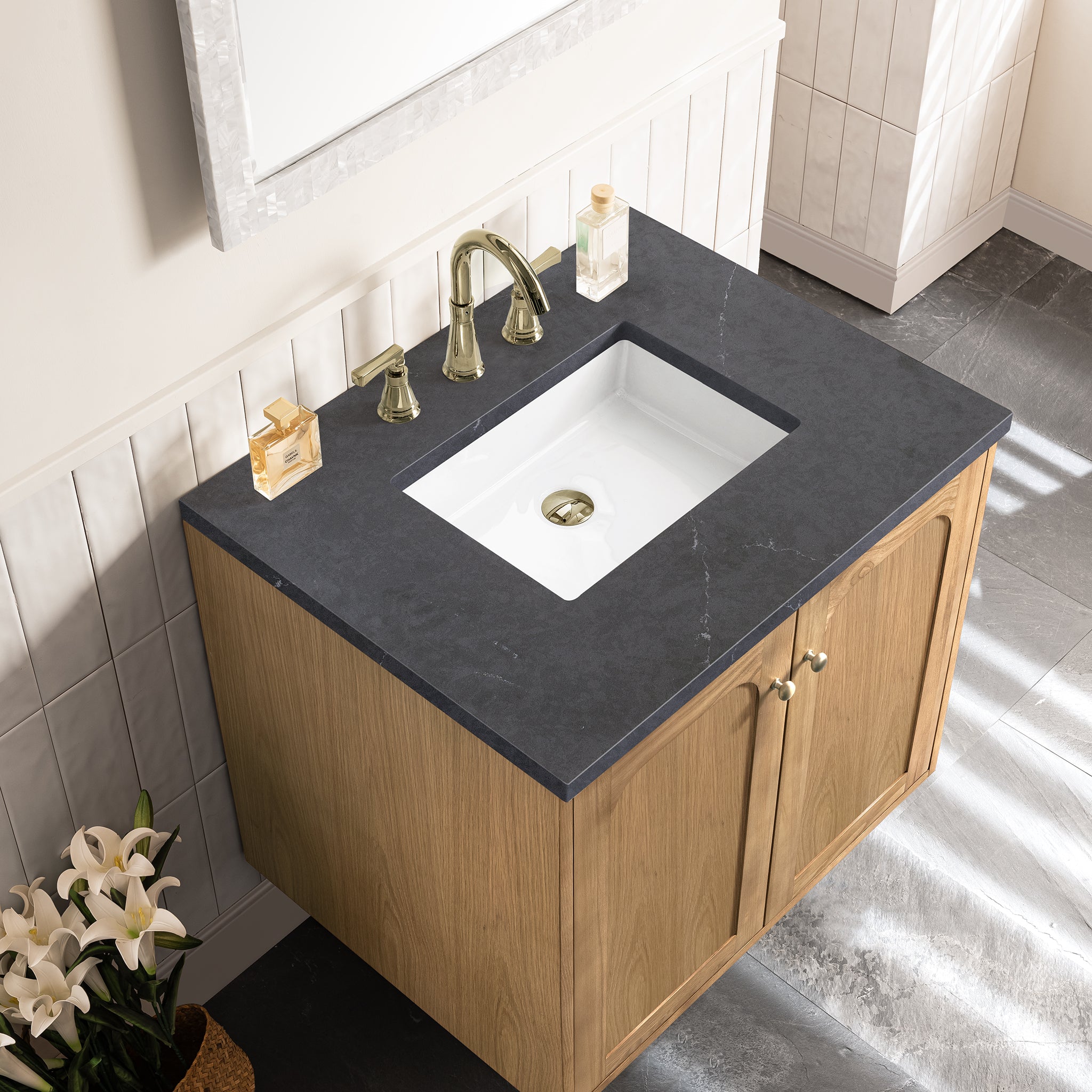 James Martin Laurent 30" Single Vanity in Light Natural Oak with 3cm Countertop