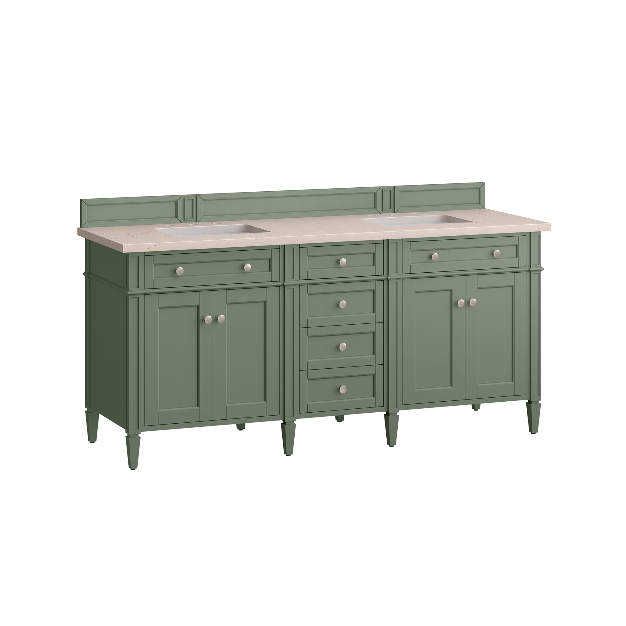 James Martin Brittany 72" Double Vanity in Smokey Celadon with 3cm Countertop