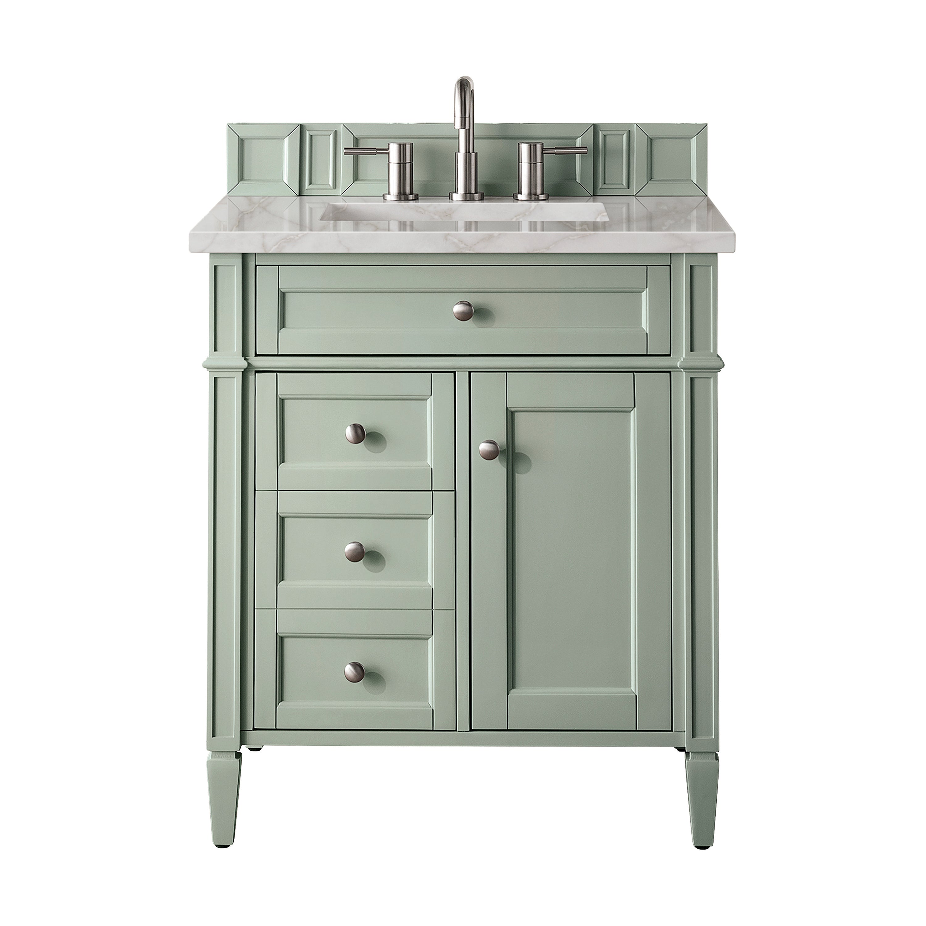 James Martin Brittany 30" Single Vanity in Sage Green with 3cm Countertop