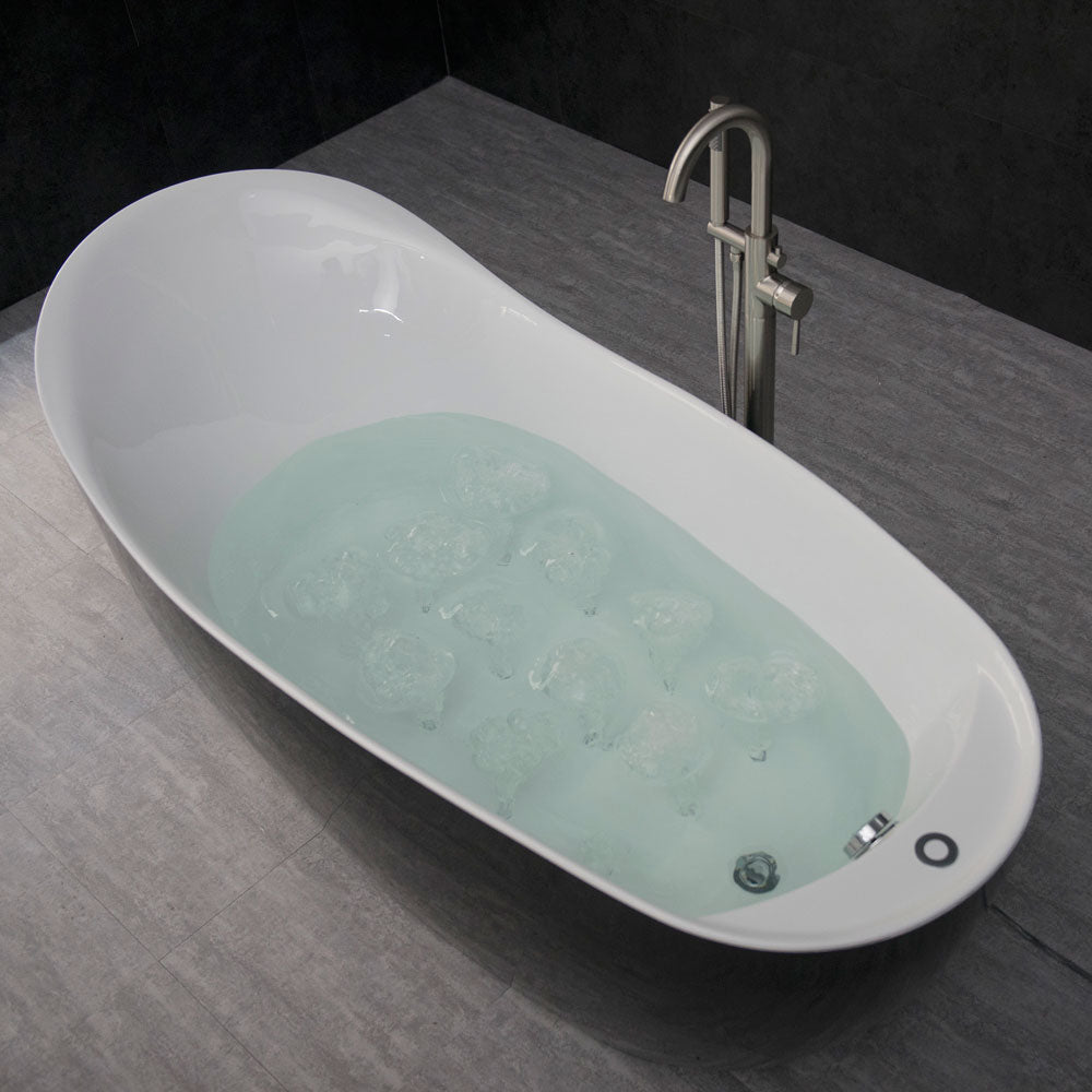 WOODBRIDGE BTS1607/B0031 67"  Air Bubble Freestanding Bathtub with Chrome Overflow and Drain, BTS1607, B-0031 Black