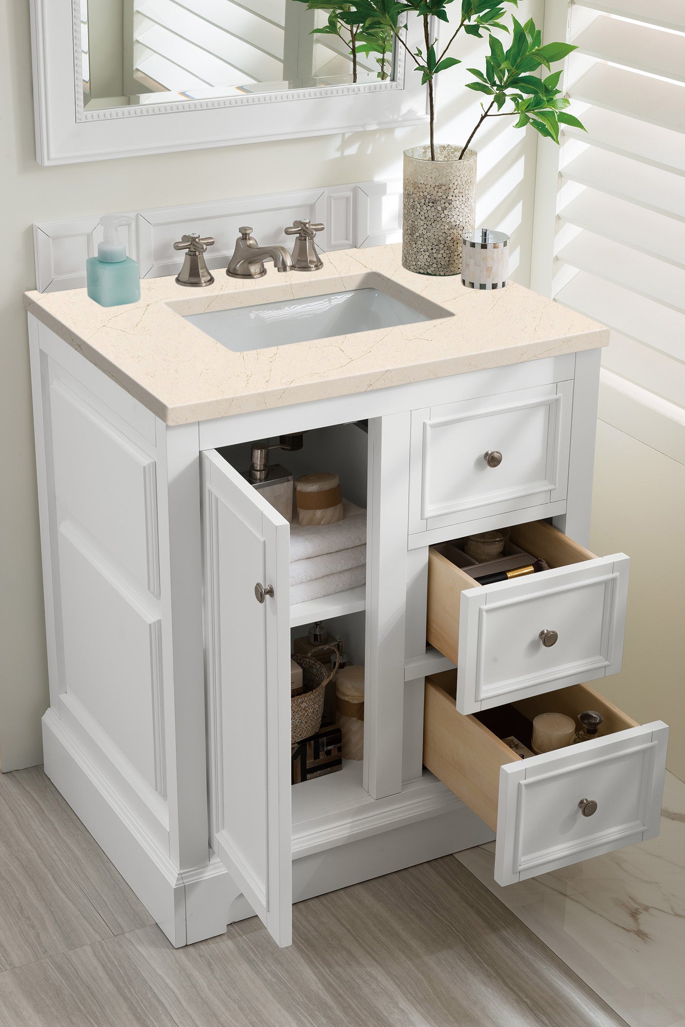 James Martin De Soto 30" Single Vanity in Bright White with 3cm Countertop