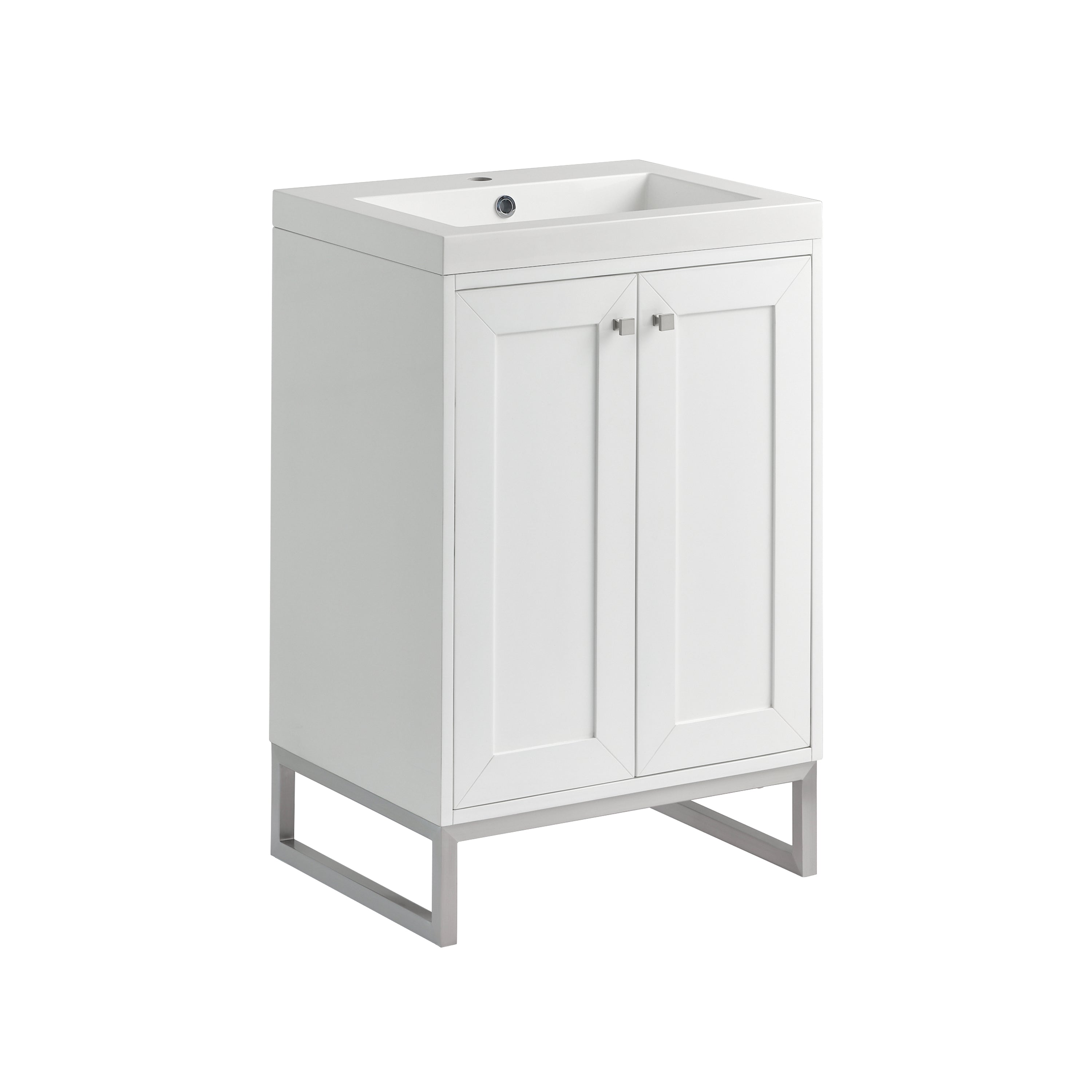 James Martin Chianti 24" Single Vanity in Glossy White with White Glossy Composite Stone Top