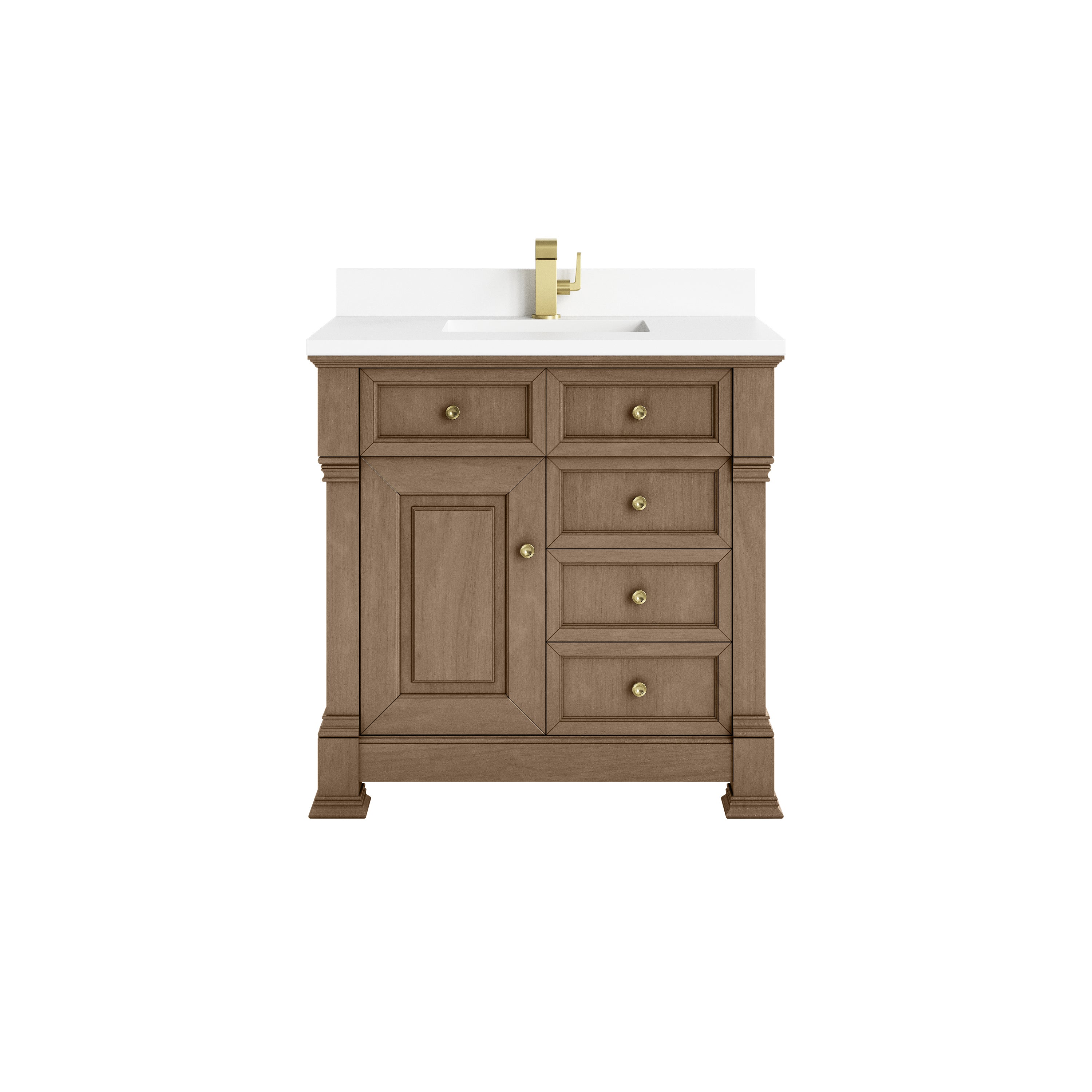 James Martin Brookfield 36" Single Vanity in Pecan with 3cm Countertop