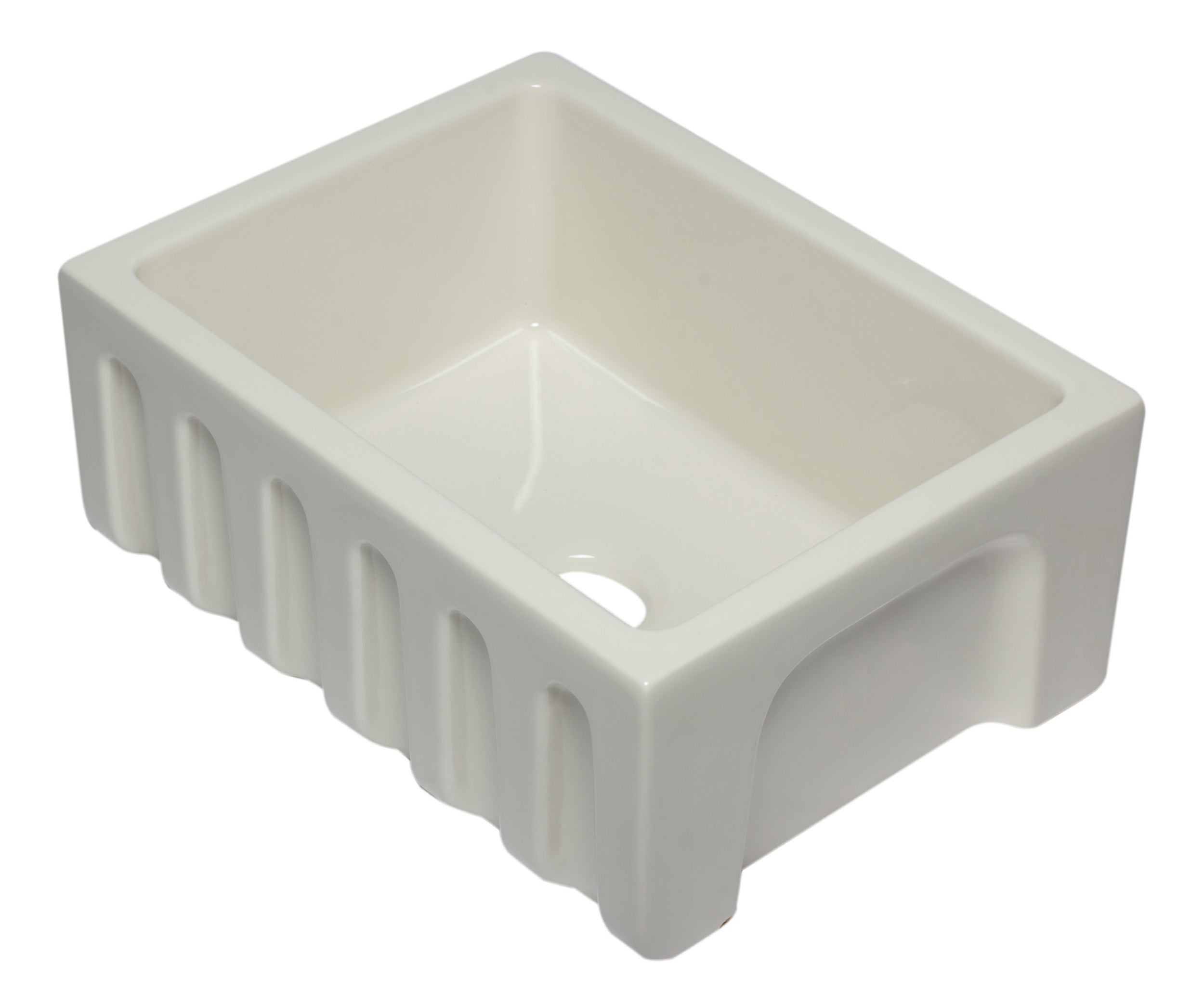 ALFI brand AB2418HS 24" Reversible Smooth / Fluted Single Bowl Fireclay Farm Sink – Biscuit, Black Gloss, Black Matte, White