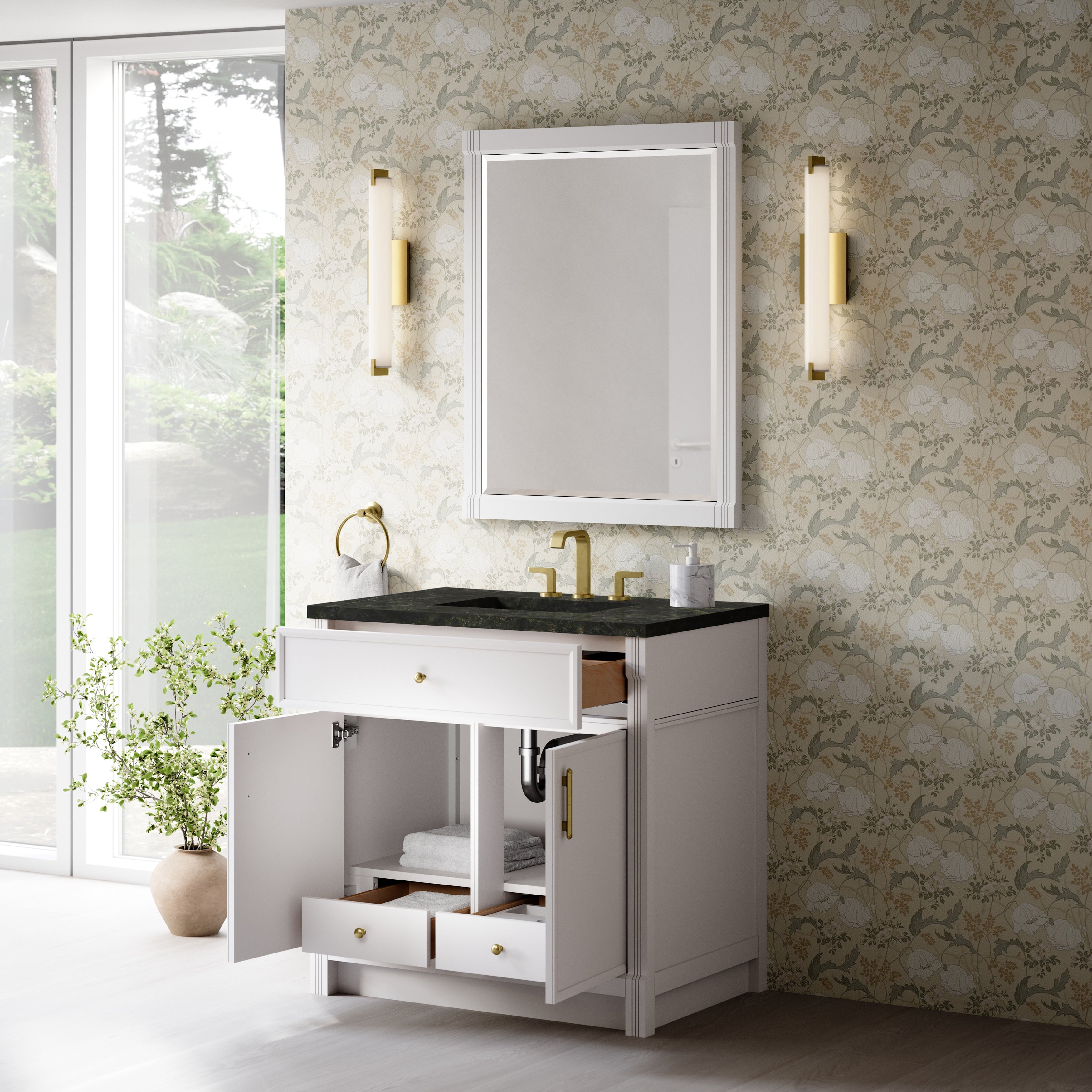 James Martin Bellshire 36" Single Vanity in Bright White with 3cm Countertop
